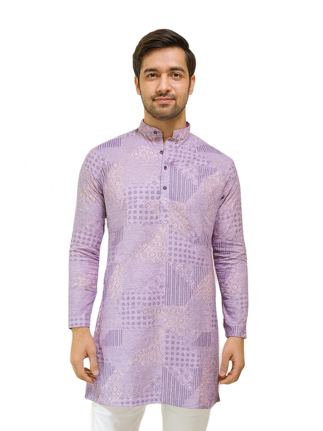 Printed Lilac Gents Kurtha