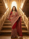 Georgette Golden Embroidery Red Saree