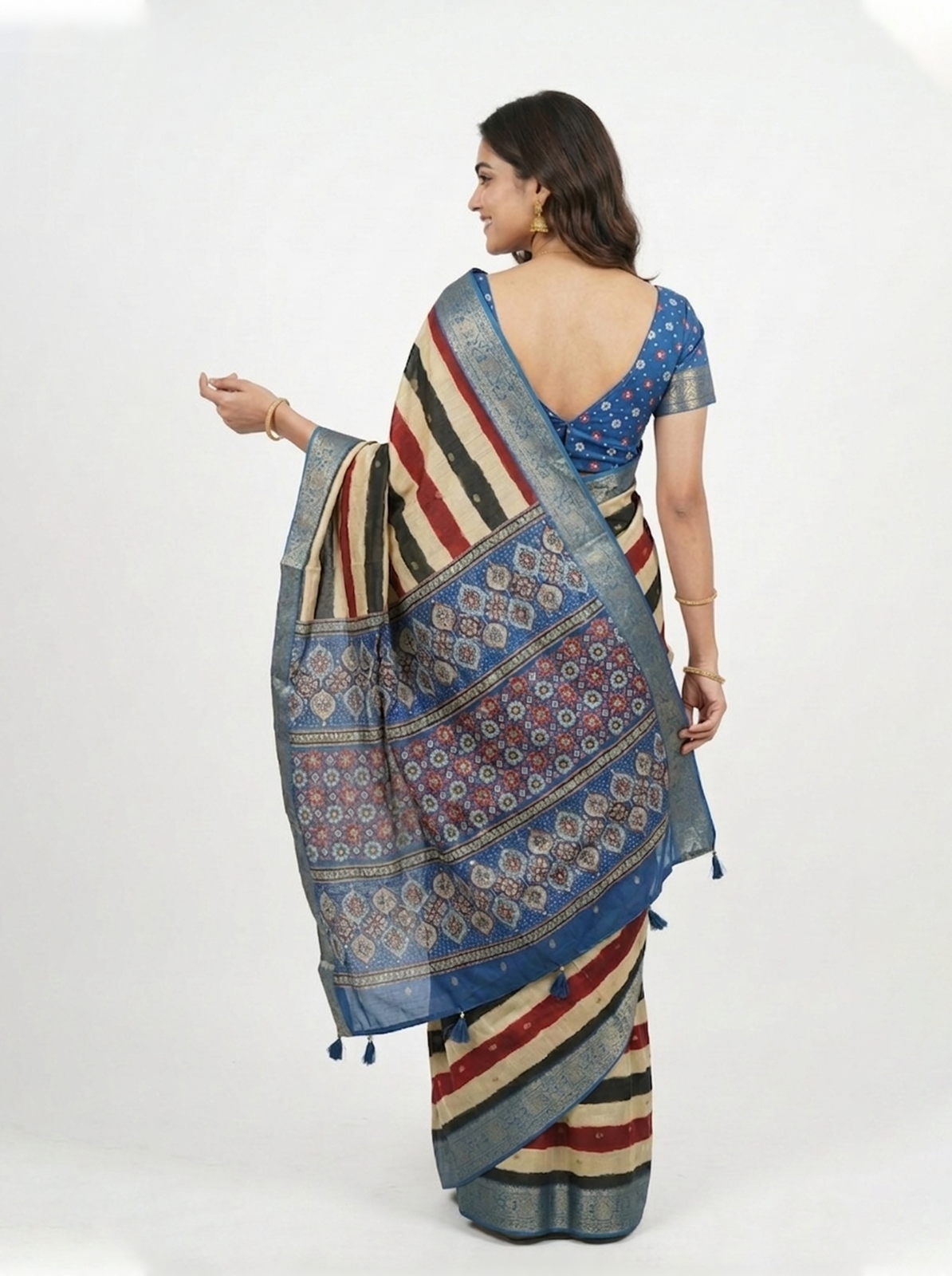 Chanderi Cotton Multicolor Striped Saree