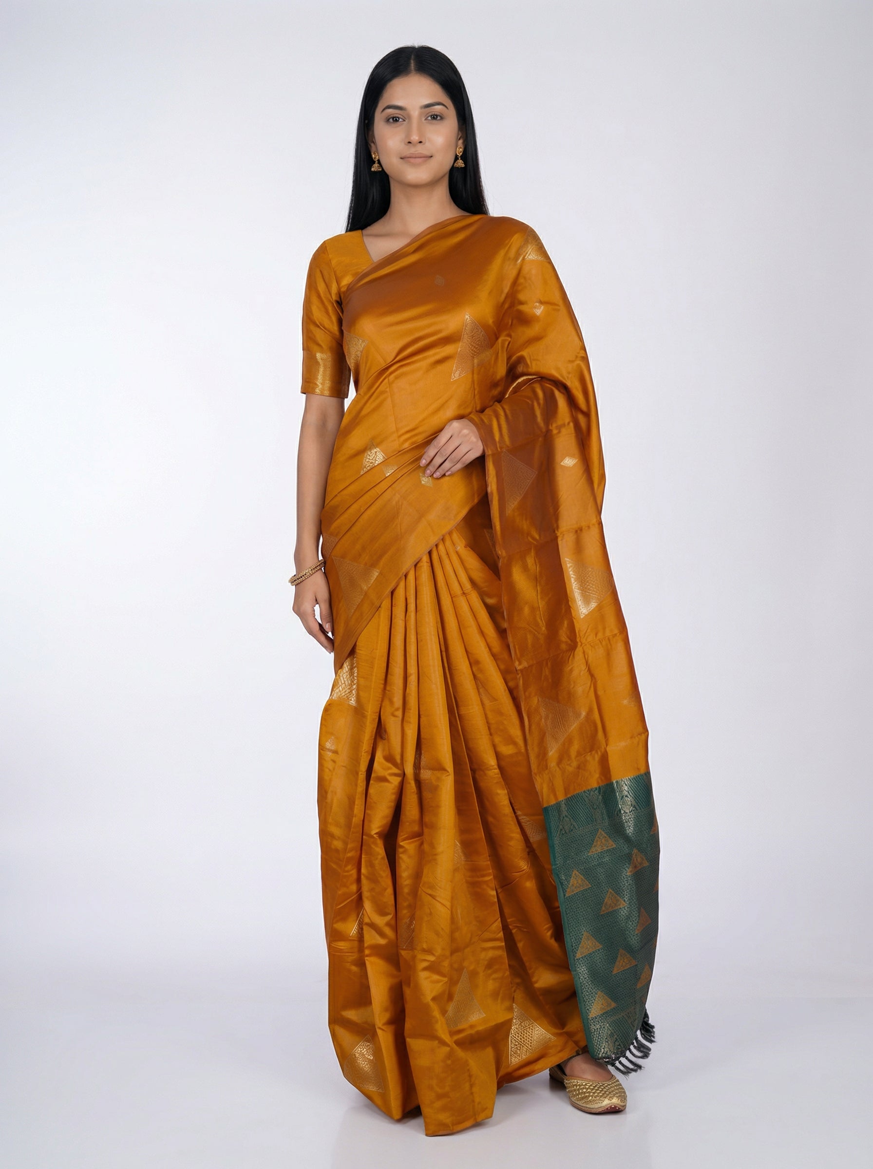 Semi Silk Women’s Mustard Yellow Saree with Traditional Butta Motifs