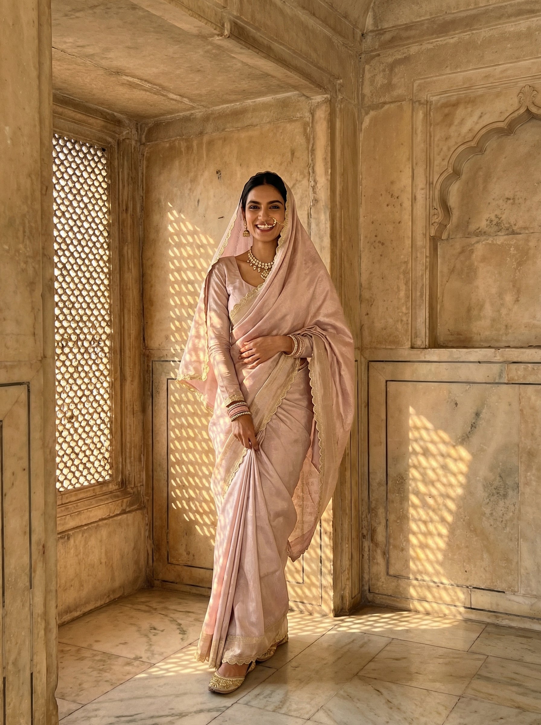 Designer Lace Golden Saree