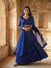 Luxury Royal Blue Designer Lehenga with Heavy Zari and Sequin Work