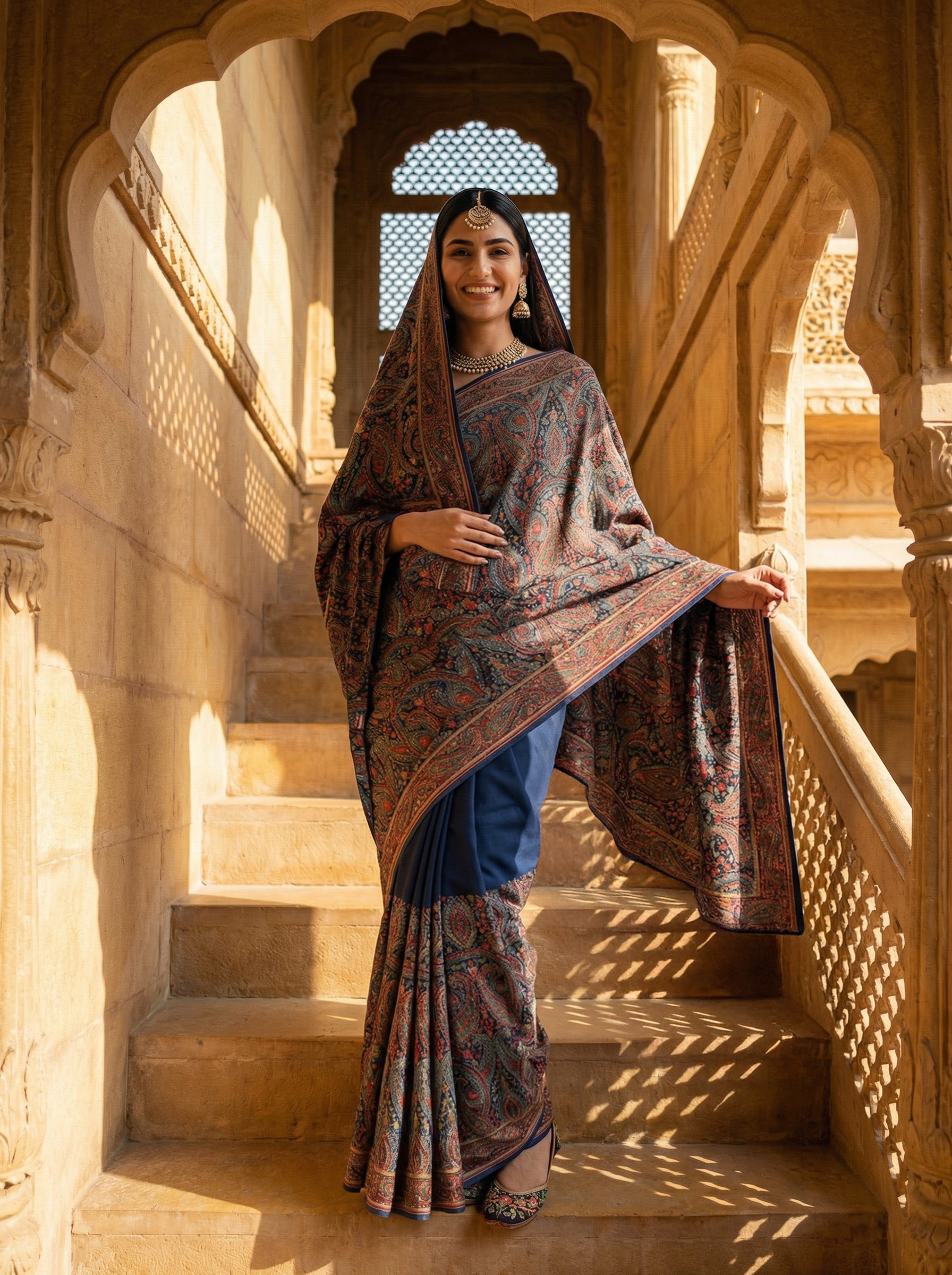 Georgette Pasiley Sapphire Saree