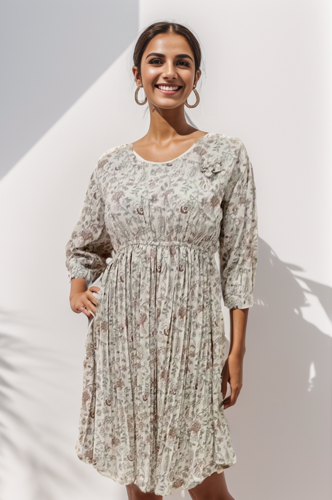 Chiffon Fabric Tea Color Top & Tunics