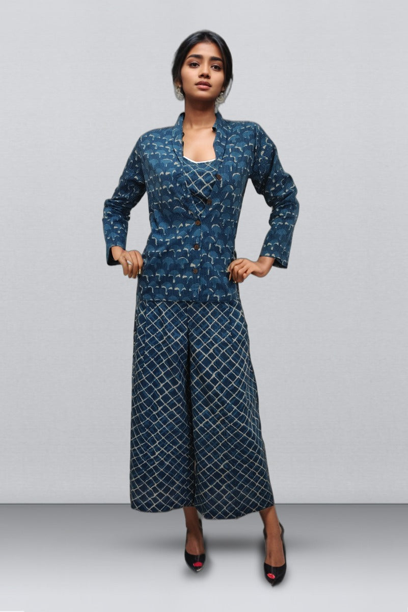 Blue Color Cotton Co Ord Set With Printed Design