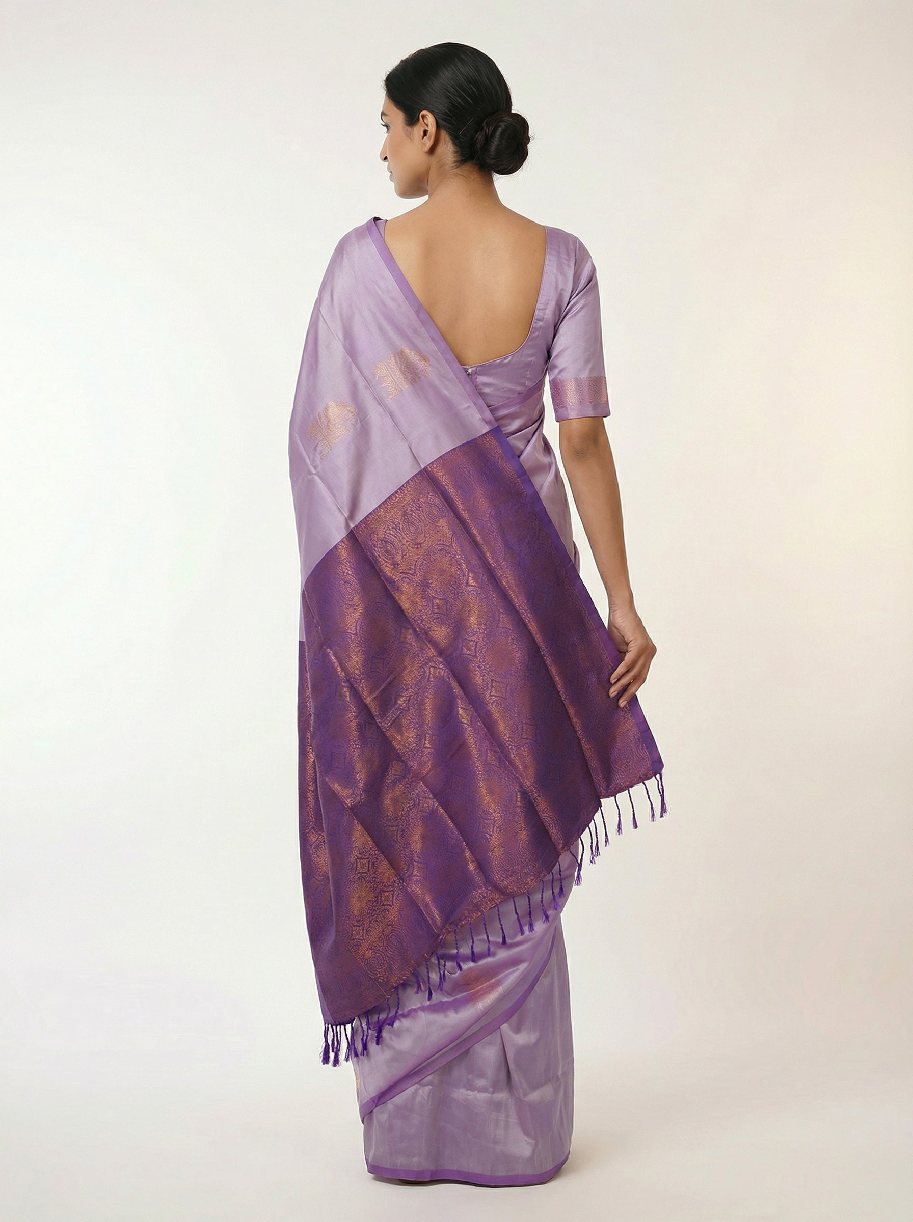 Semi Silk Elegant Lavender Saree – Spread Butta Design