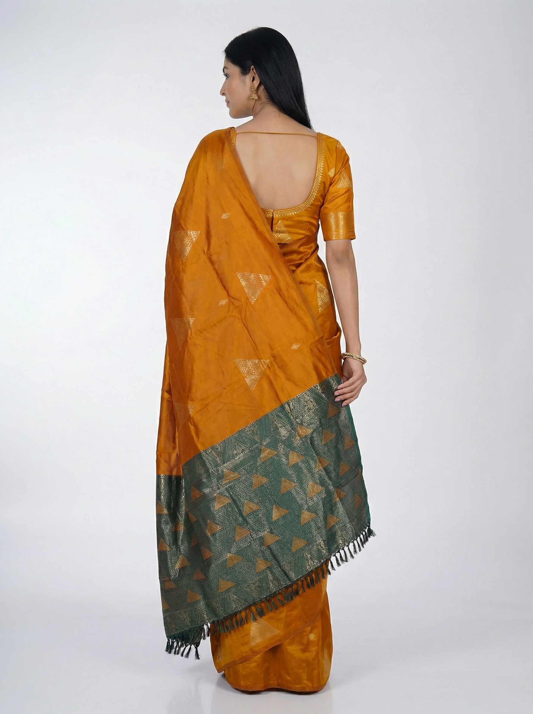 Semi Silk Women’s Mustard Yellow Saree with Traditional Butta Motifs