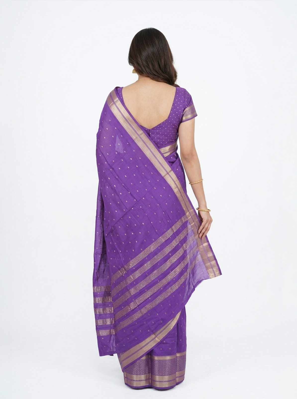 Chanderi Silk Purple Zari Border Saree