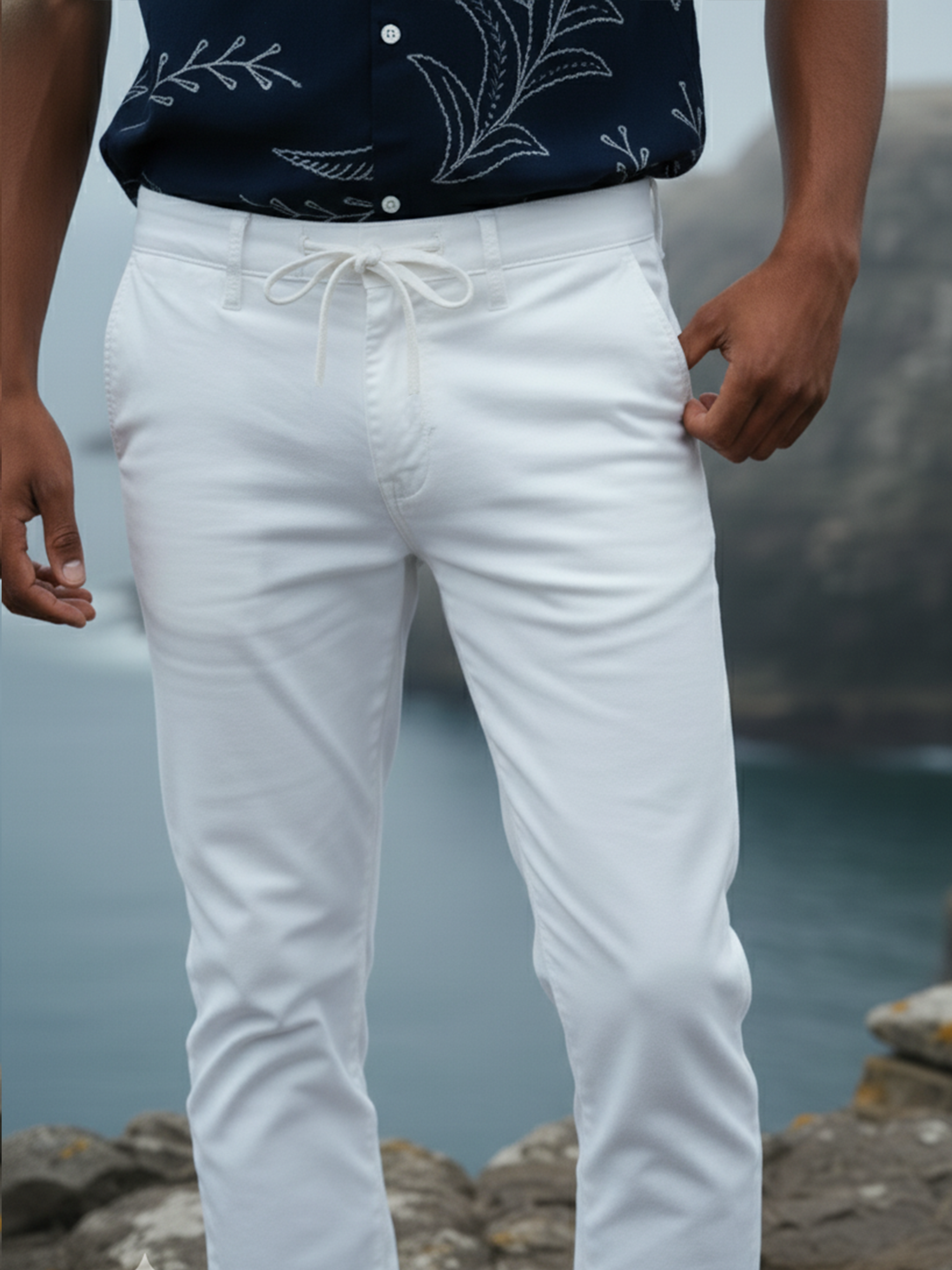White Regular Fit Airport Pant For Men