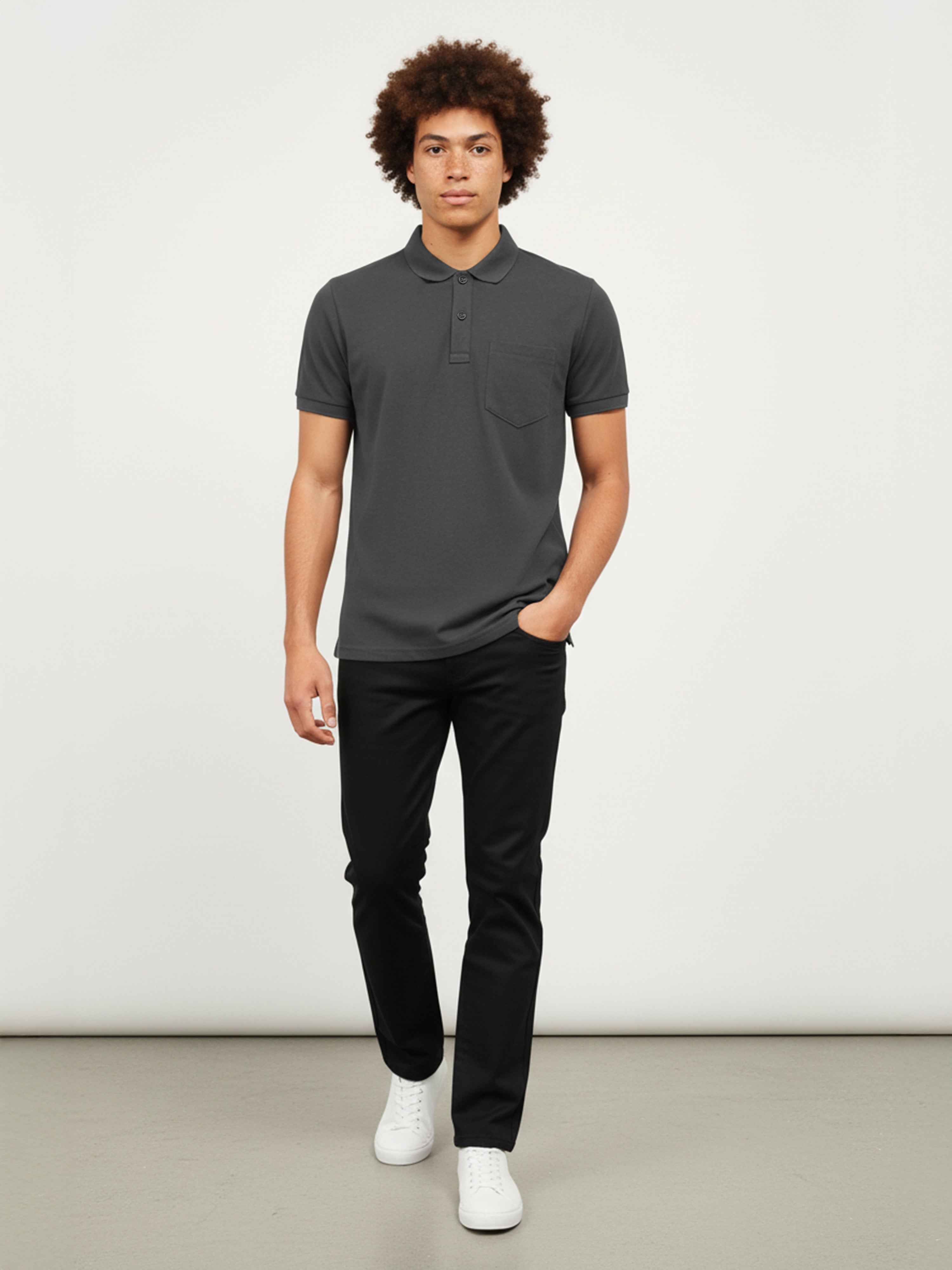 Anthra Melange Plain Polo Men's T- Shirt With Pocket
