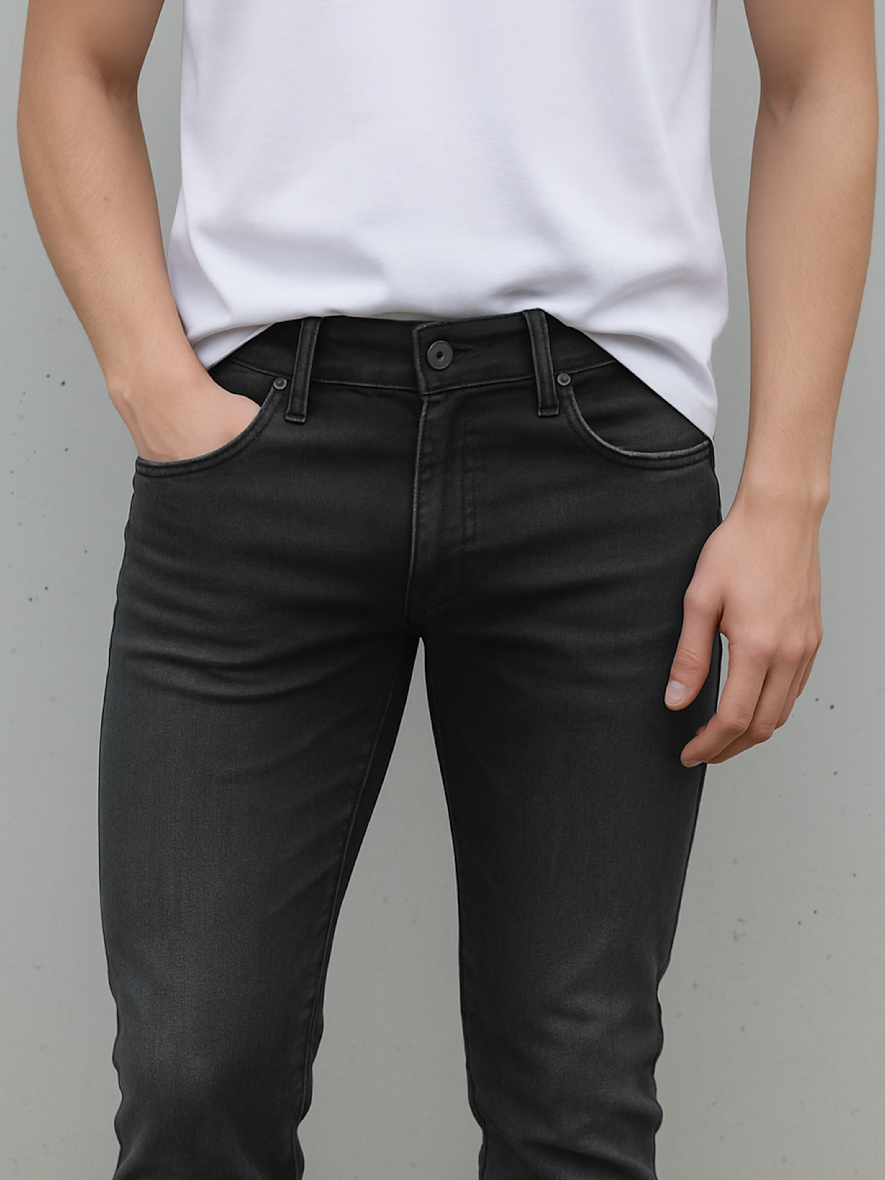 Dark Grey PP Spray Slim Fit Jeans For Men