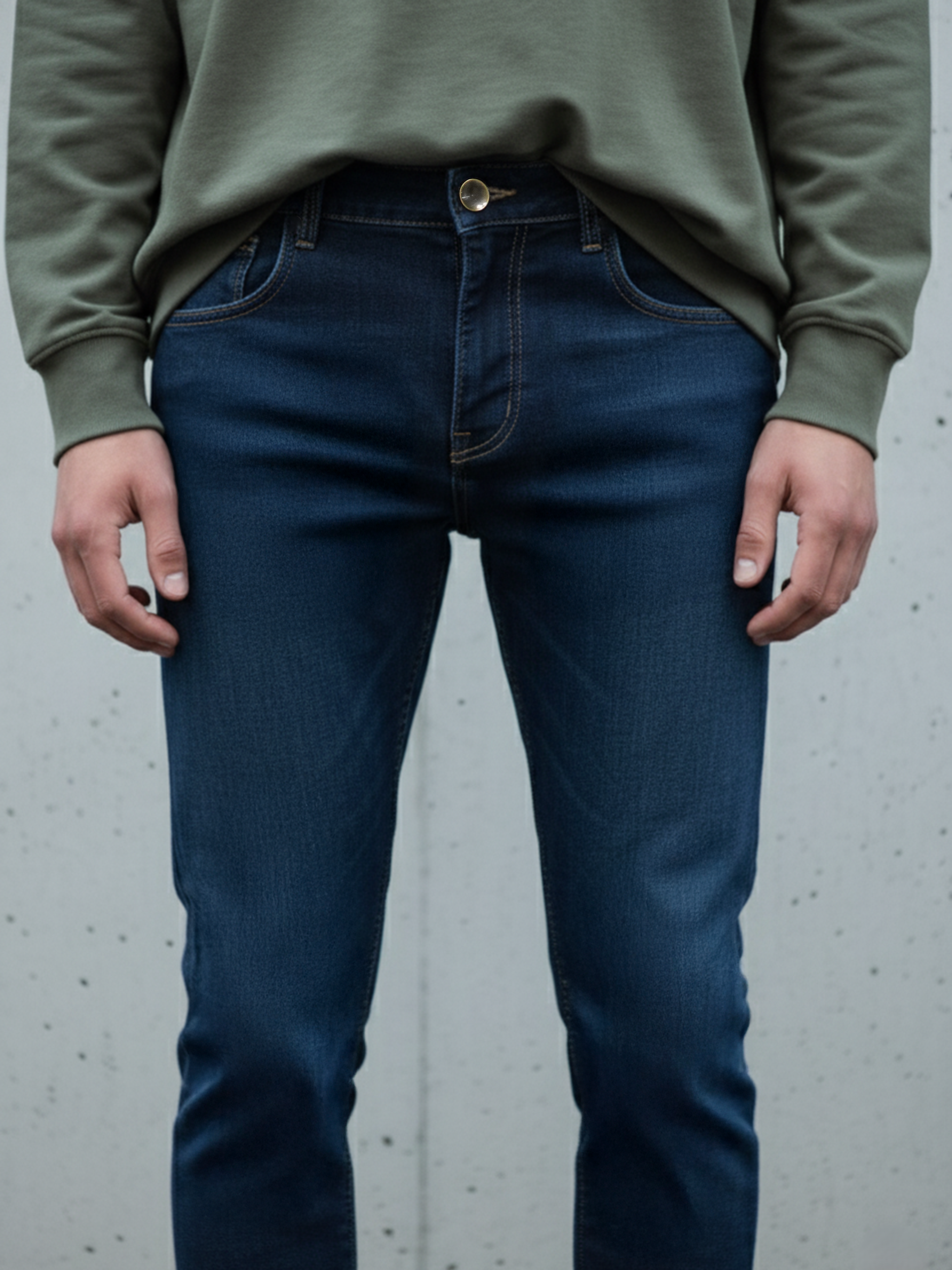 Dark Blue PP Spray Slim Fit Jeans For Men