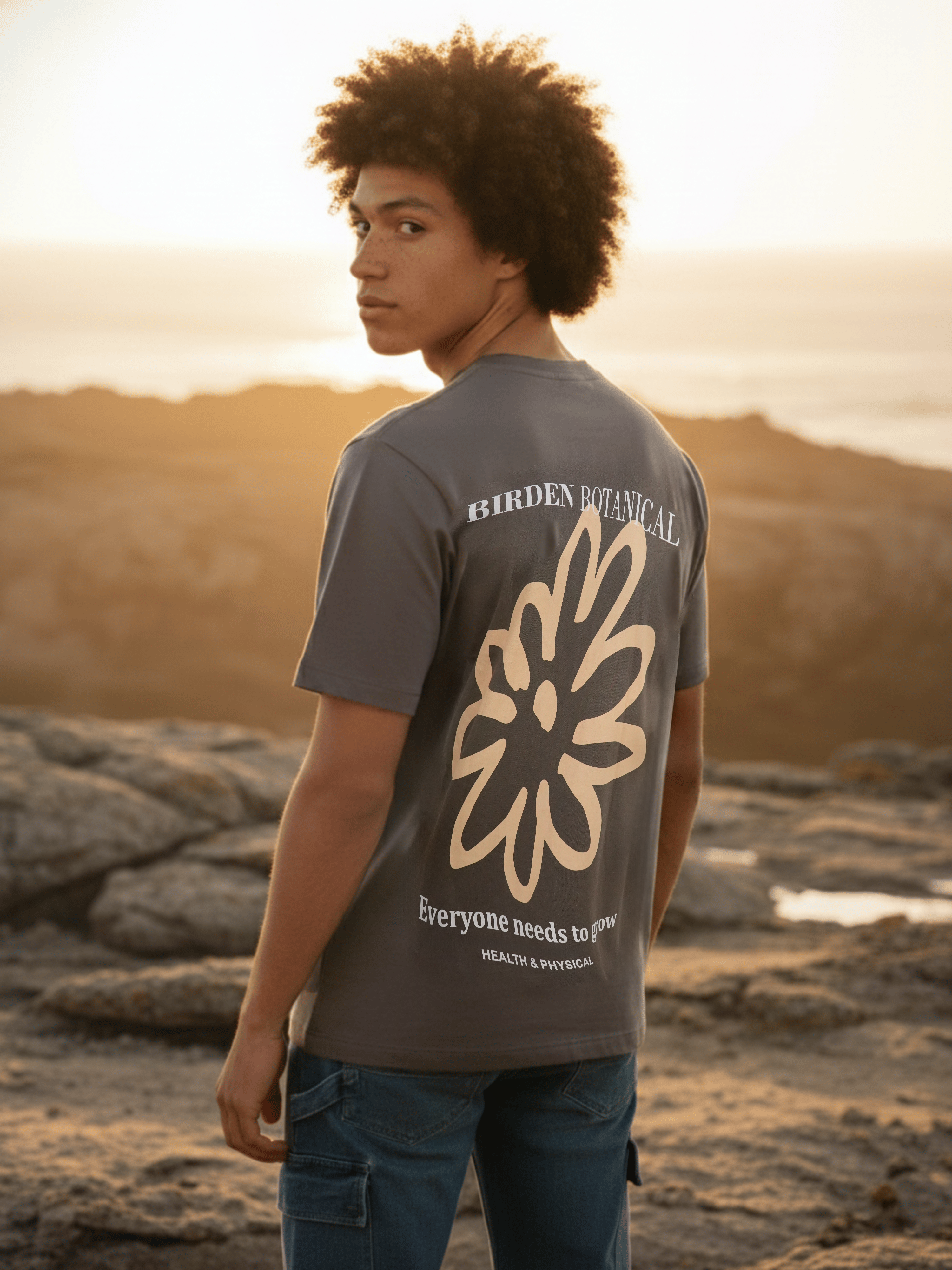 Mud Brown Front & Back Printed T- Shirt For Men