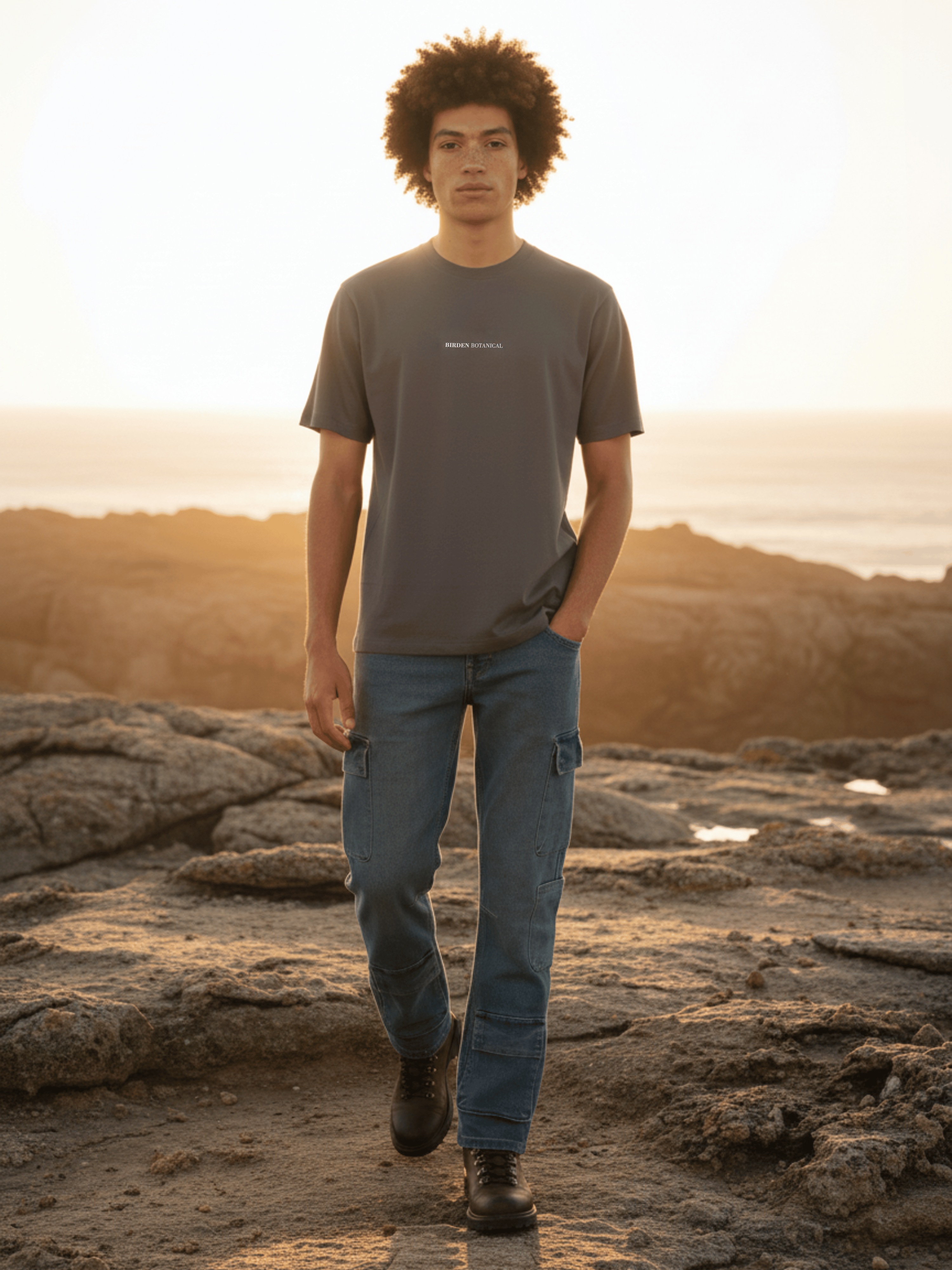 Mud Brown Front & Back Printed T- Shirt For Men