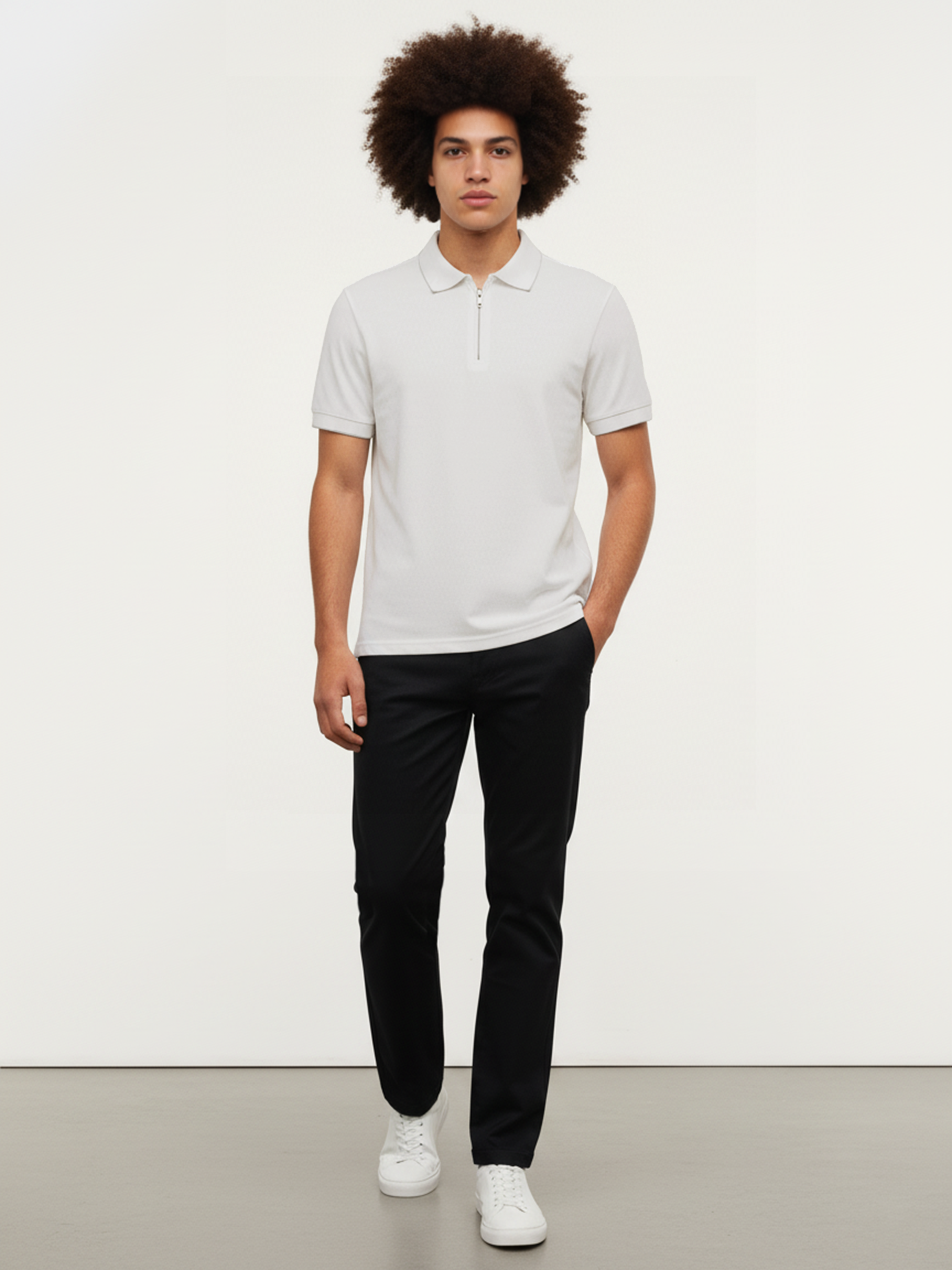White Plain Polo T- Shirt For Men