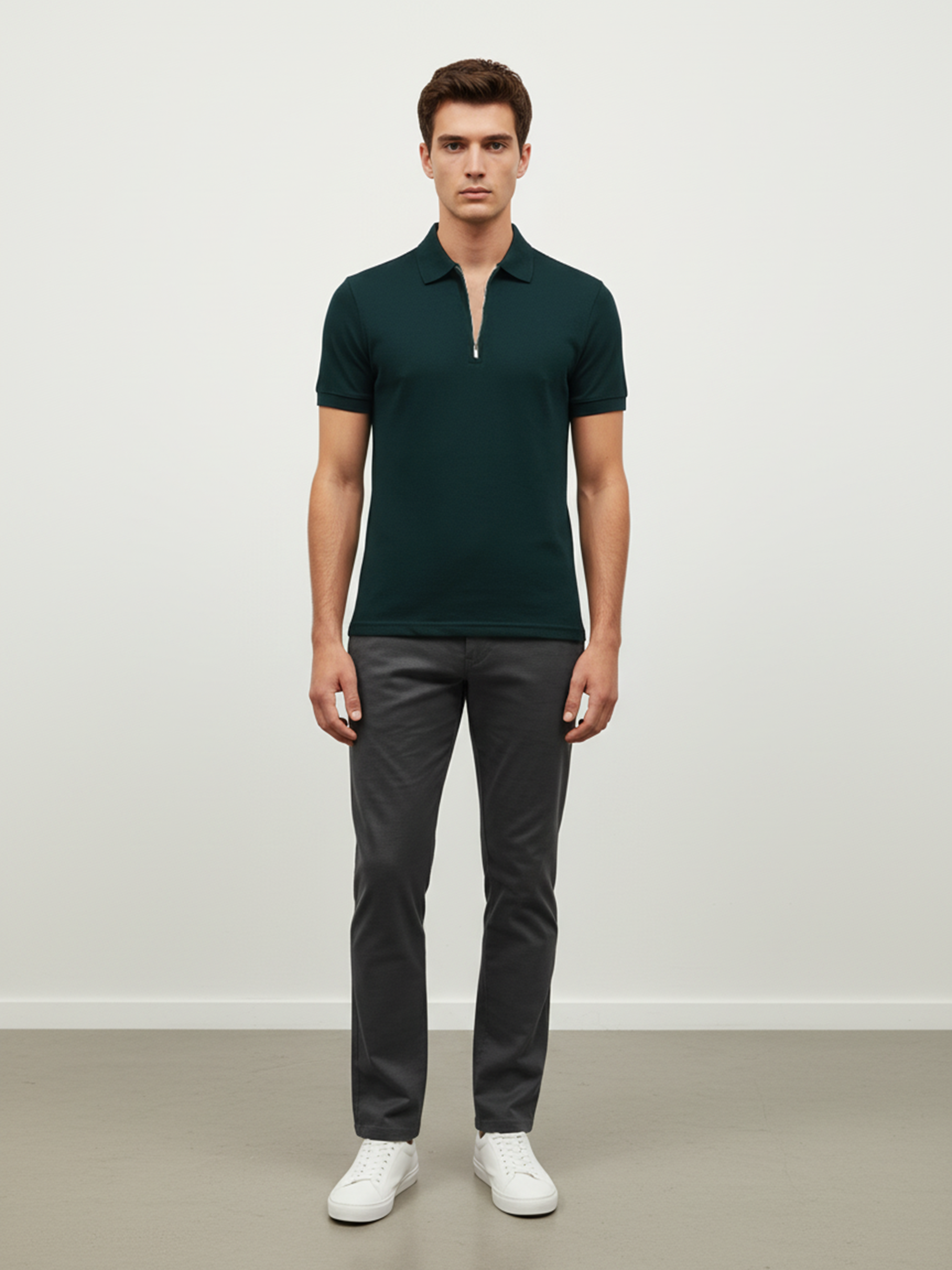 Olive Plain Polo T- Shirt For Men