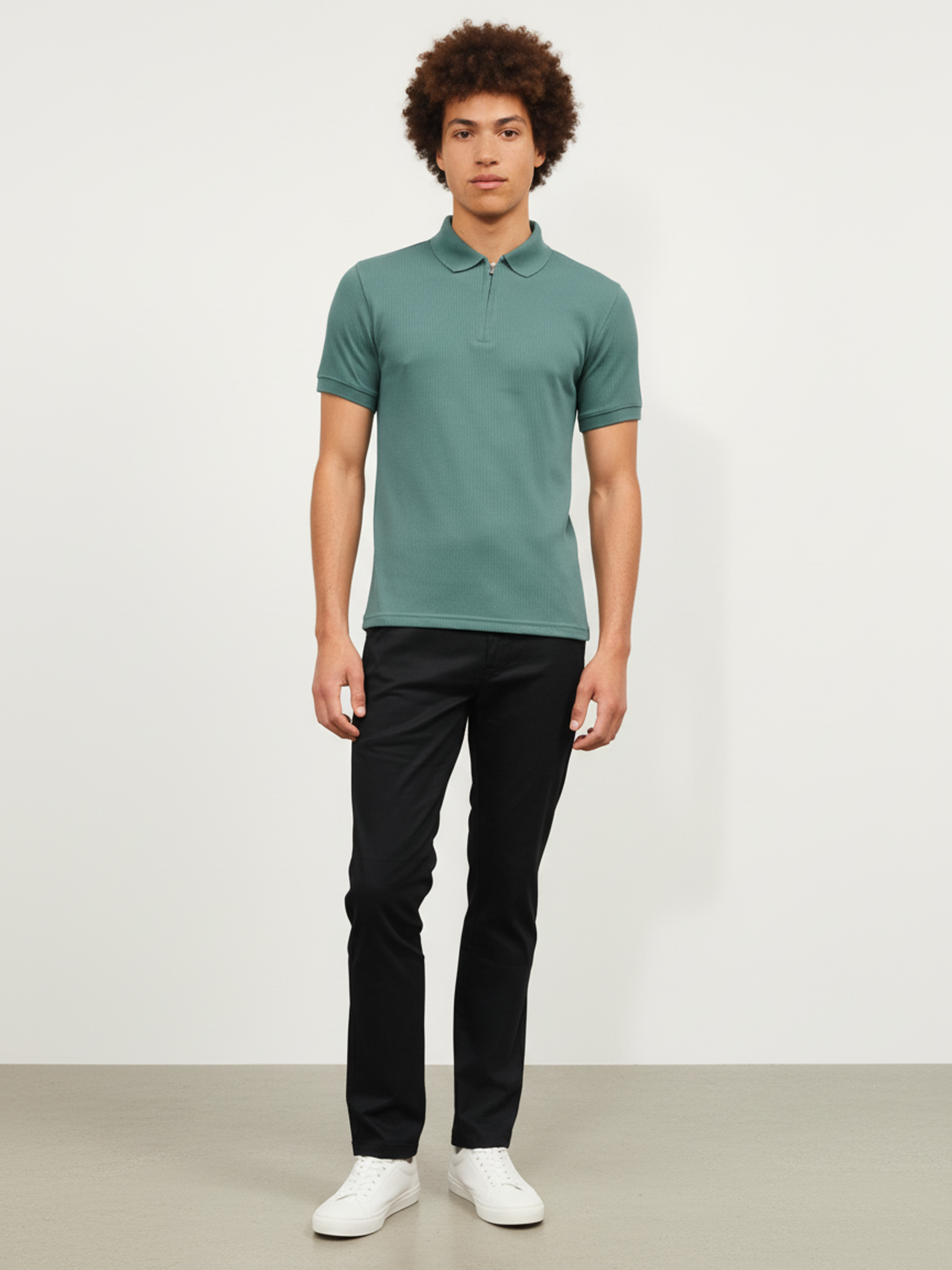 Sage Green Plain Polo T- Shirt For Men
