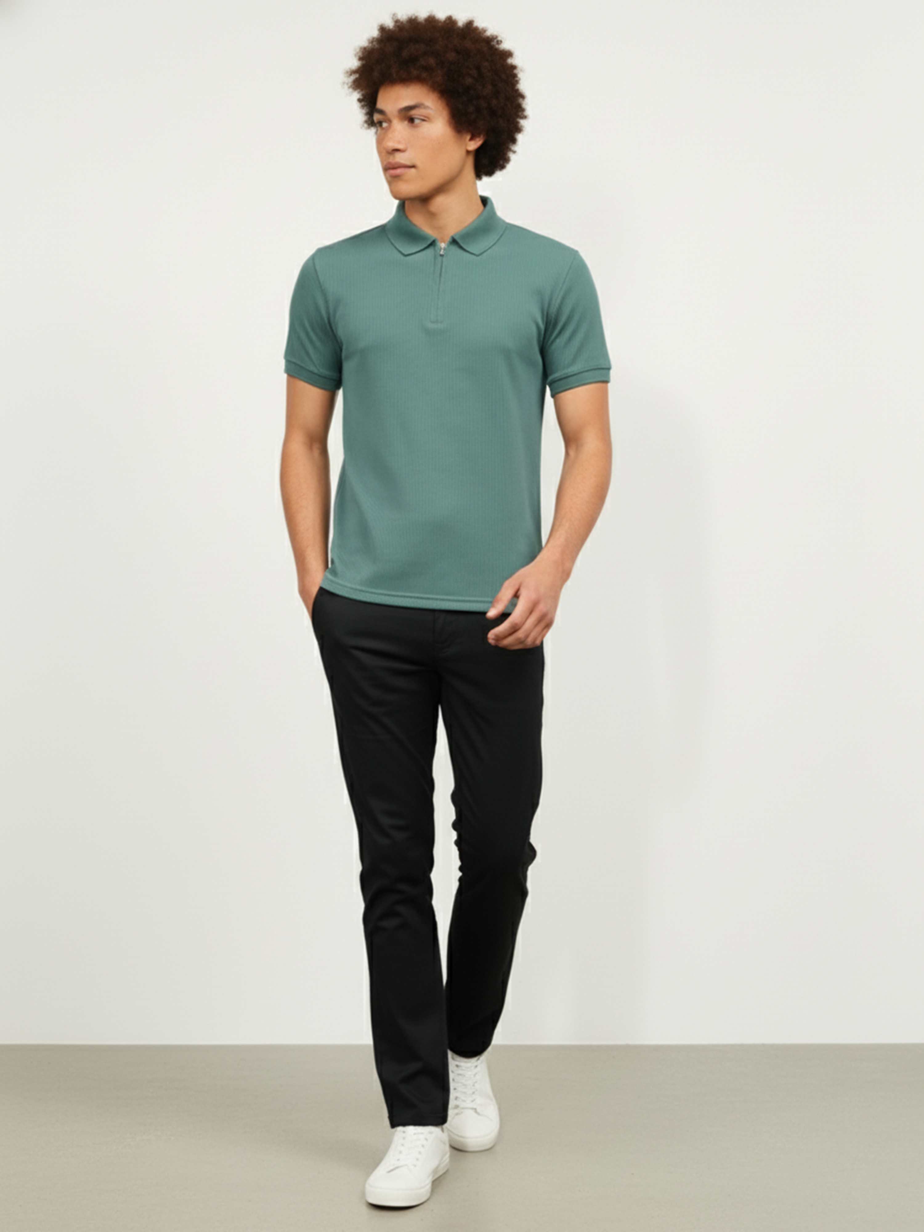 Sage Green Plain Polo T- Shirt For Men