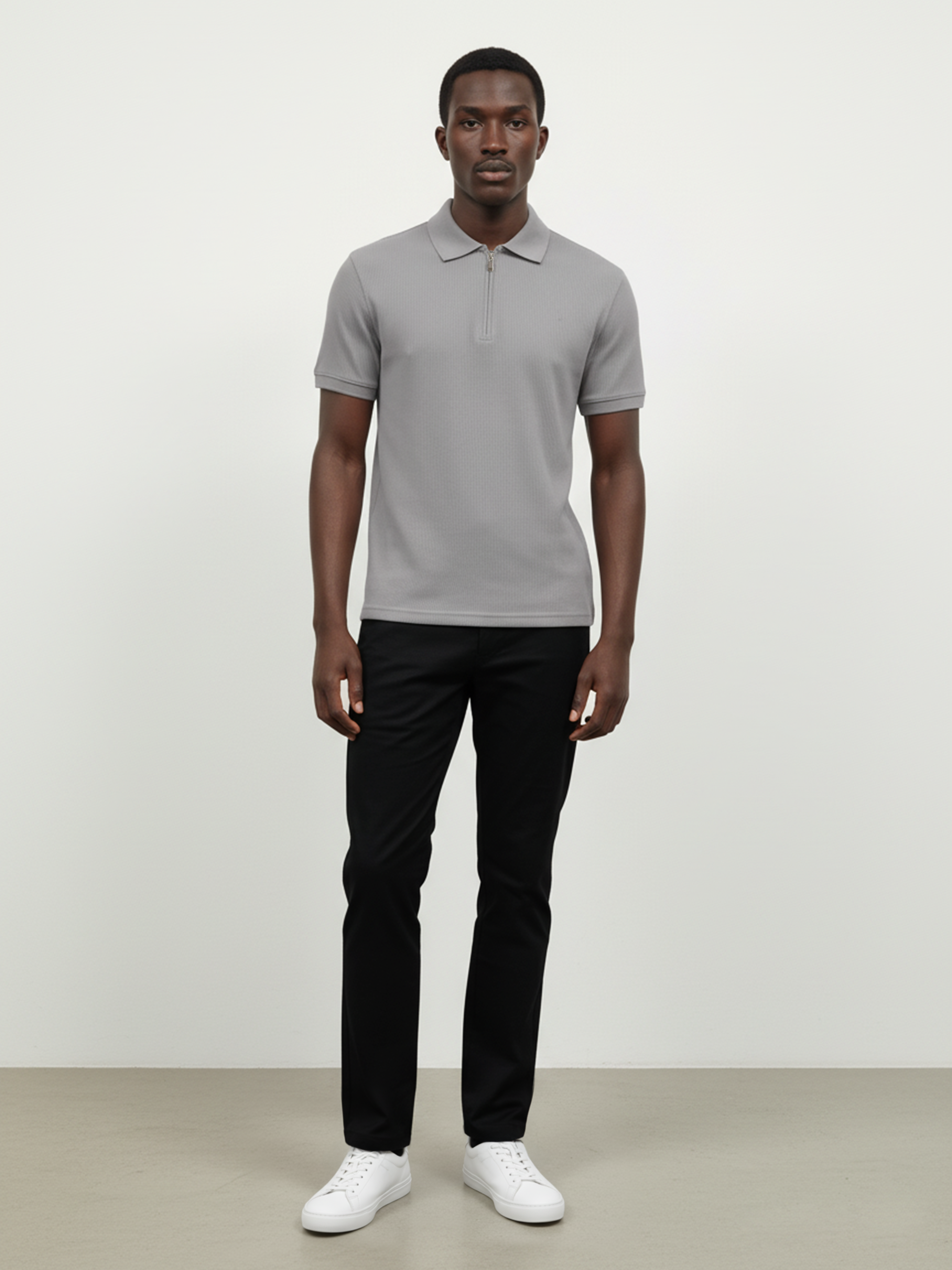 Light Grey Plain Polo T- Shirt For Men