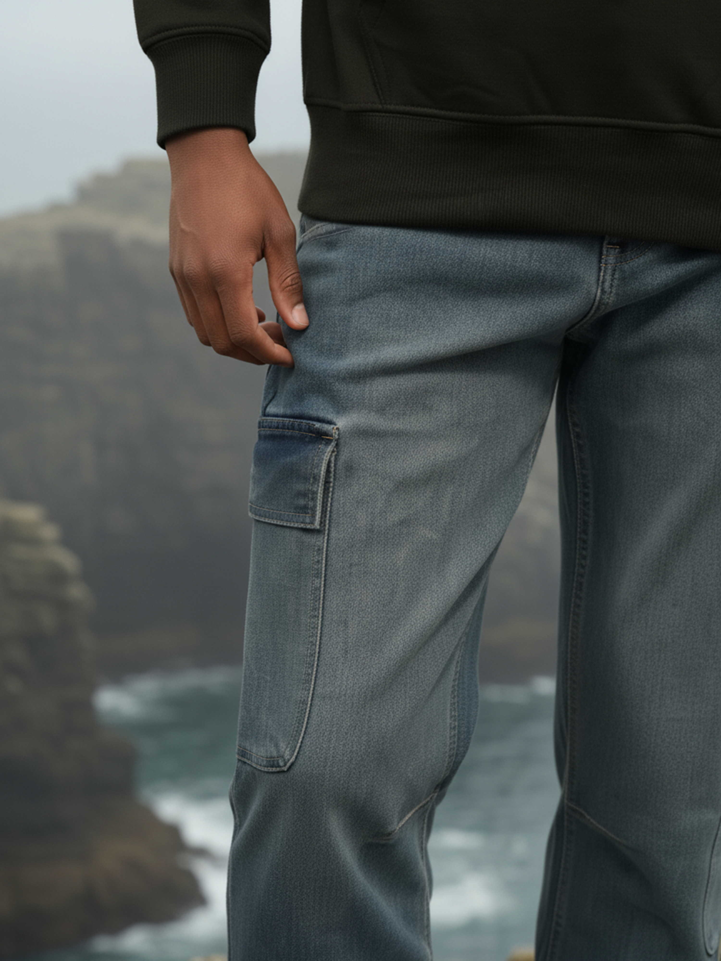 8 Pocket Tint Denim Cargo For Men