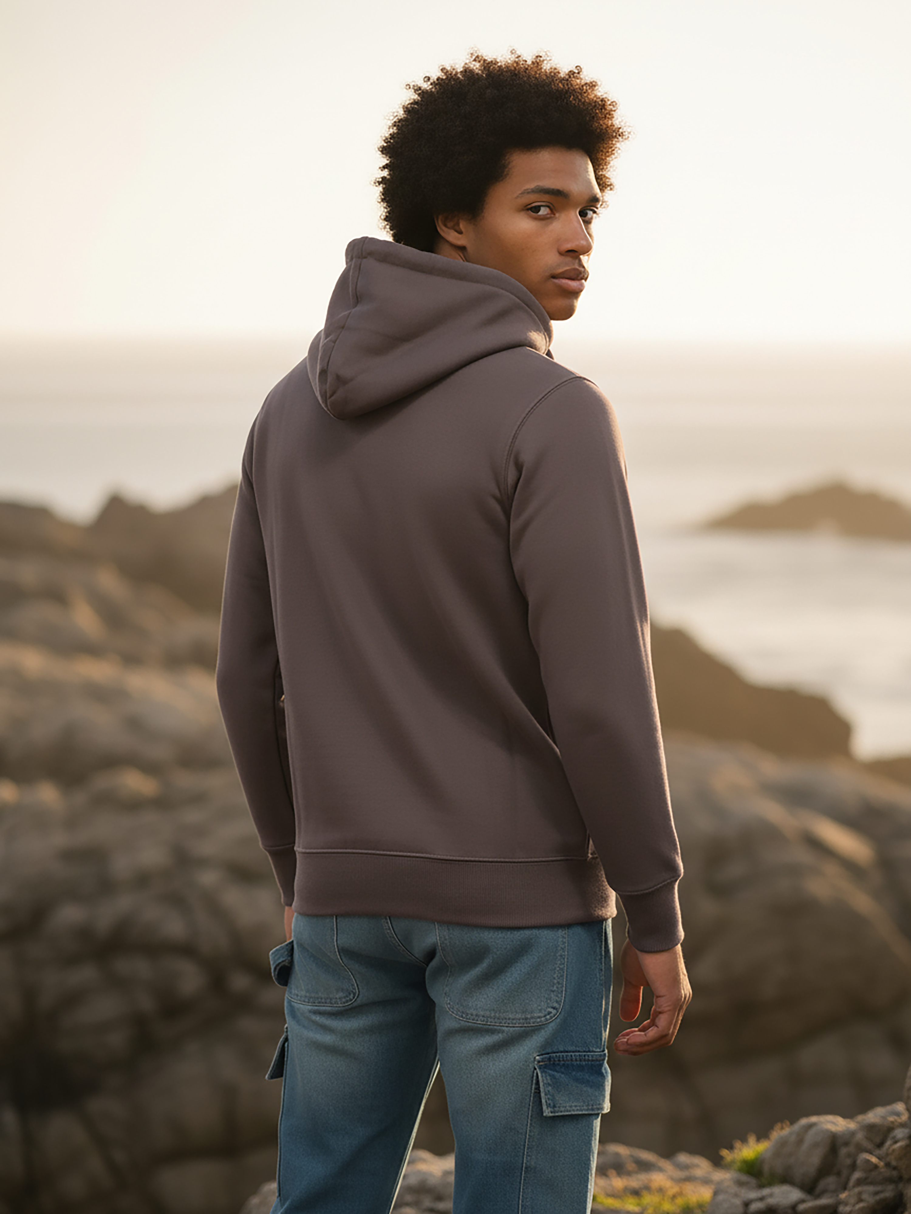 Mouse Color Plain With Pocket Hoodie For Men