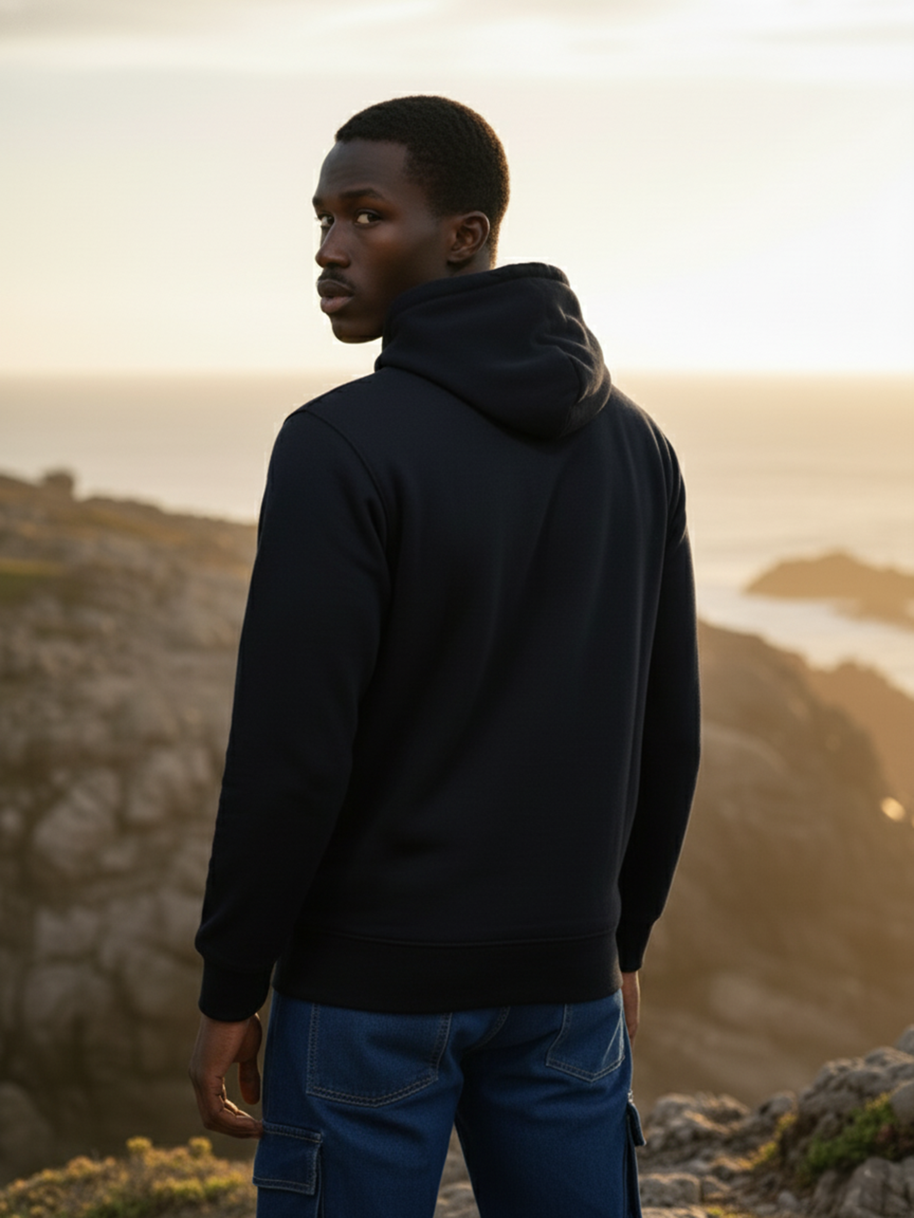 Navy Color Plain With Pocket Hoodie For Men