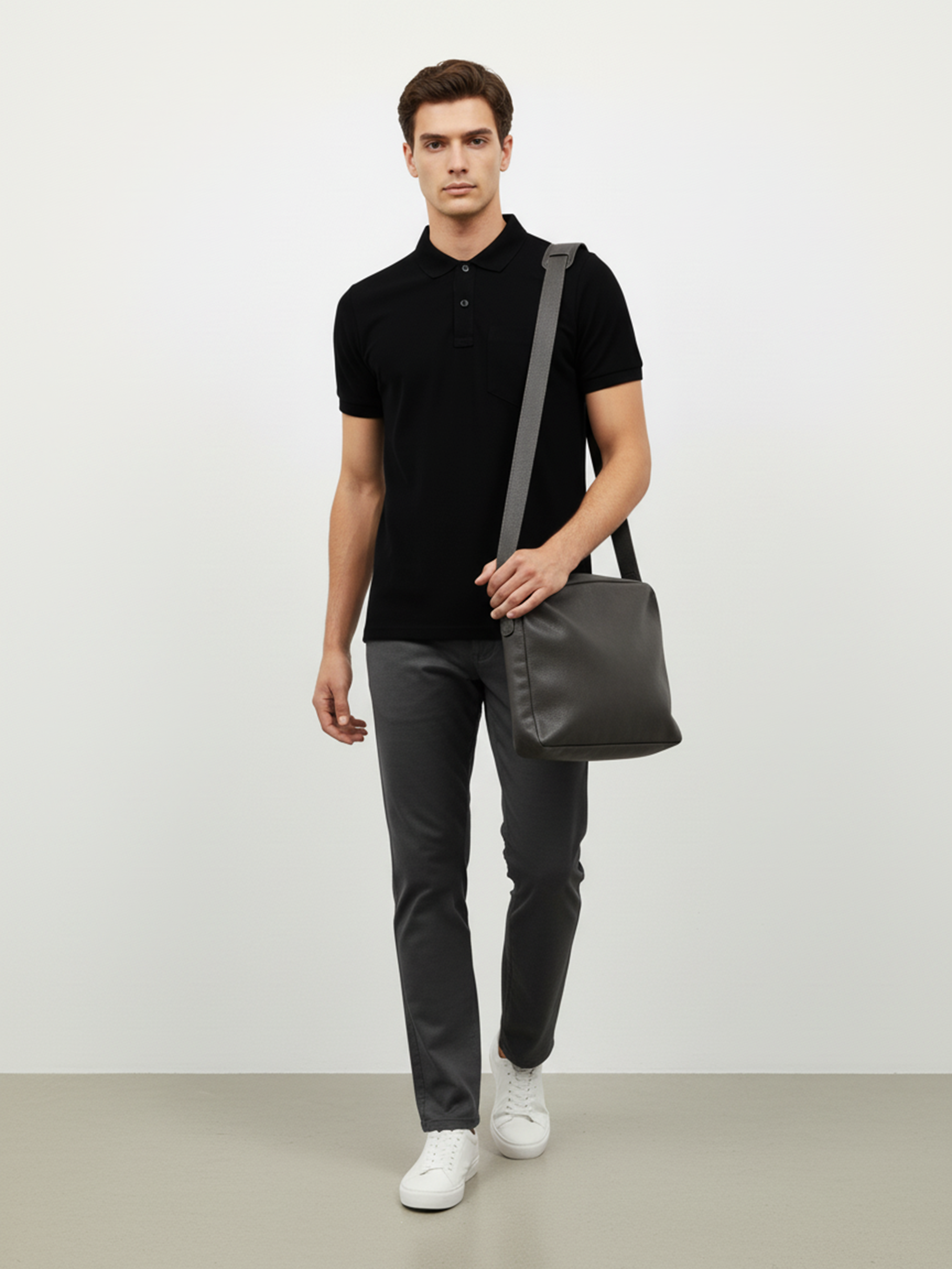 Black Plain Polo Men's T- Shirt With Pocket