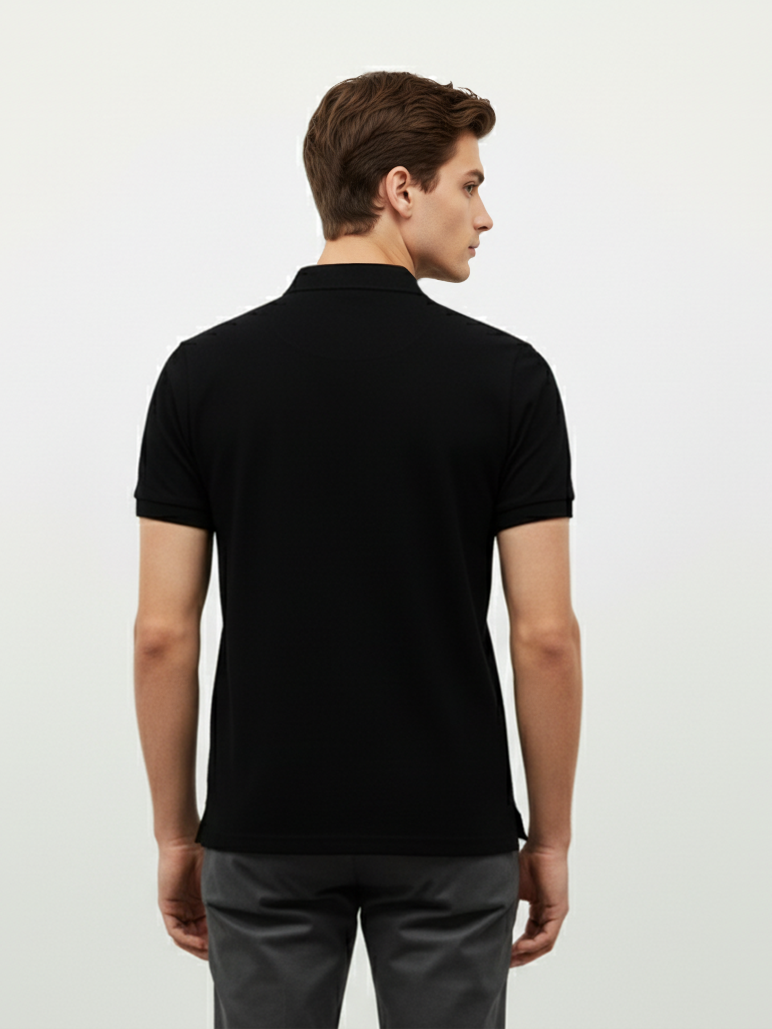 Black Plain Polo Men's T- Shirt With Pocket