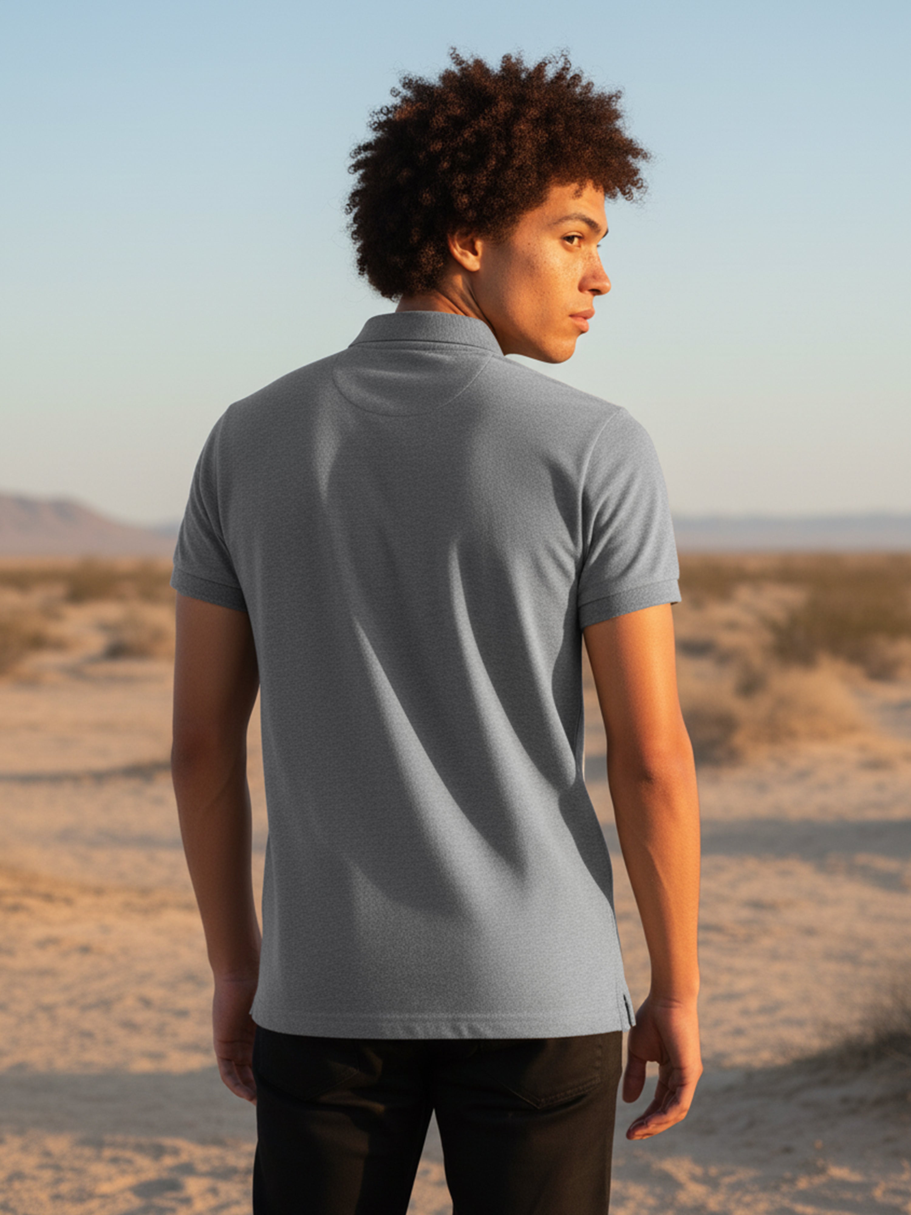Grey Melange Polo Men's T- Shirt With Pocket
