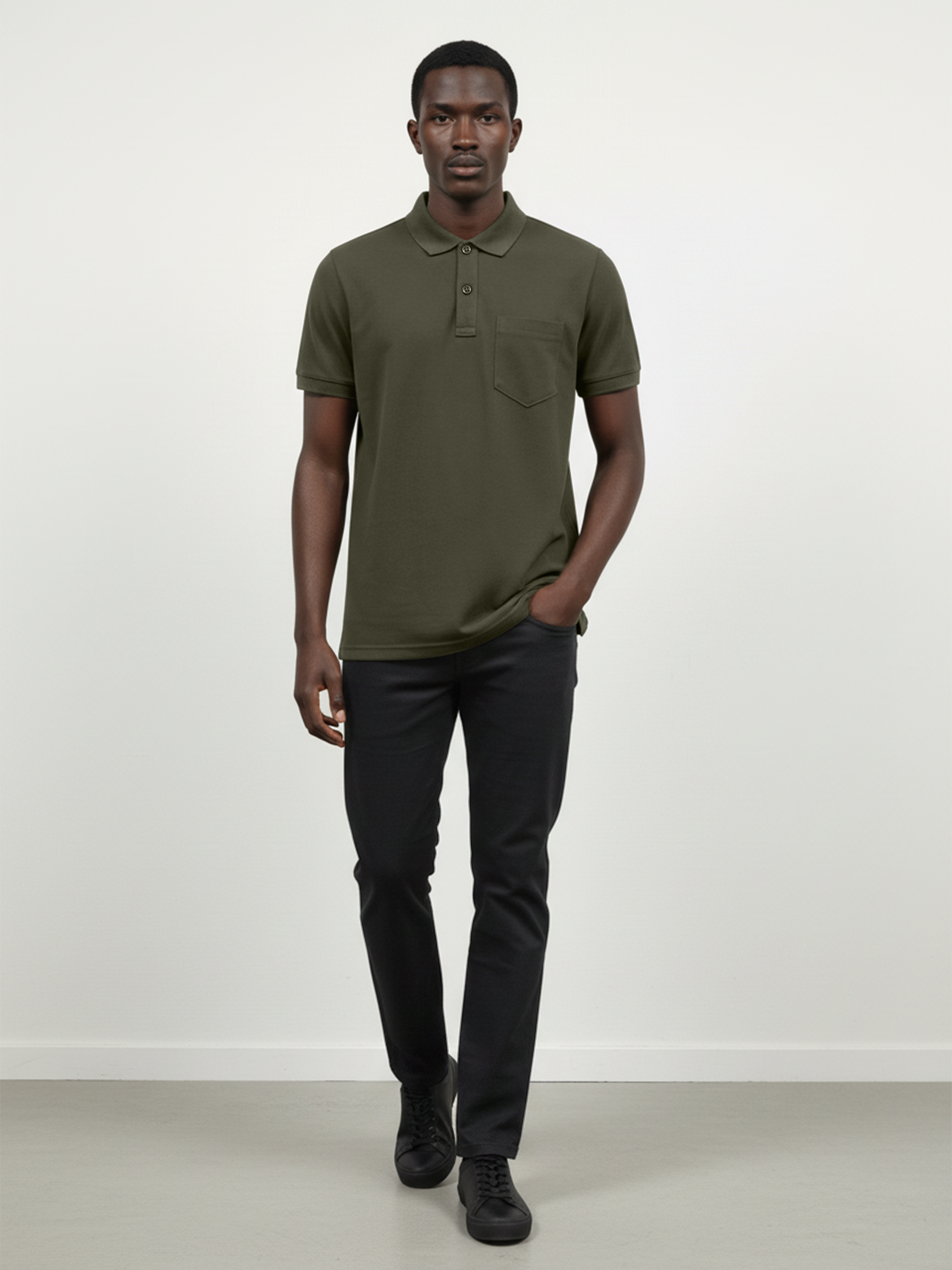 Olive Polo Men's T- Shirt With Pocket