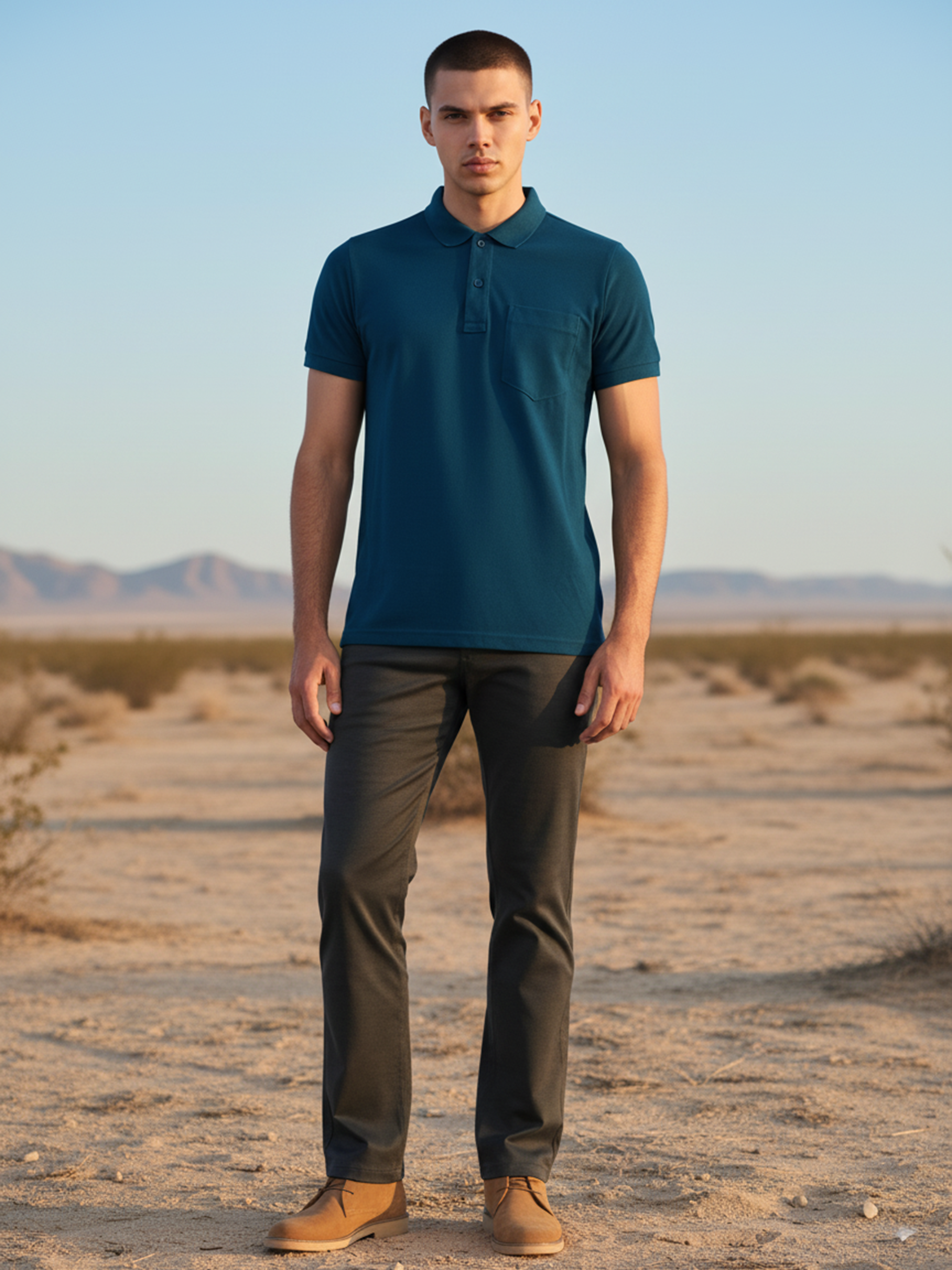 Petrol Blue Polo Men's T- Shirt With Pocket