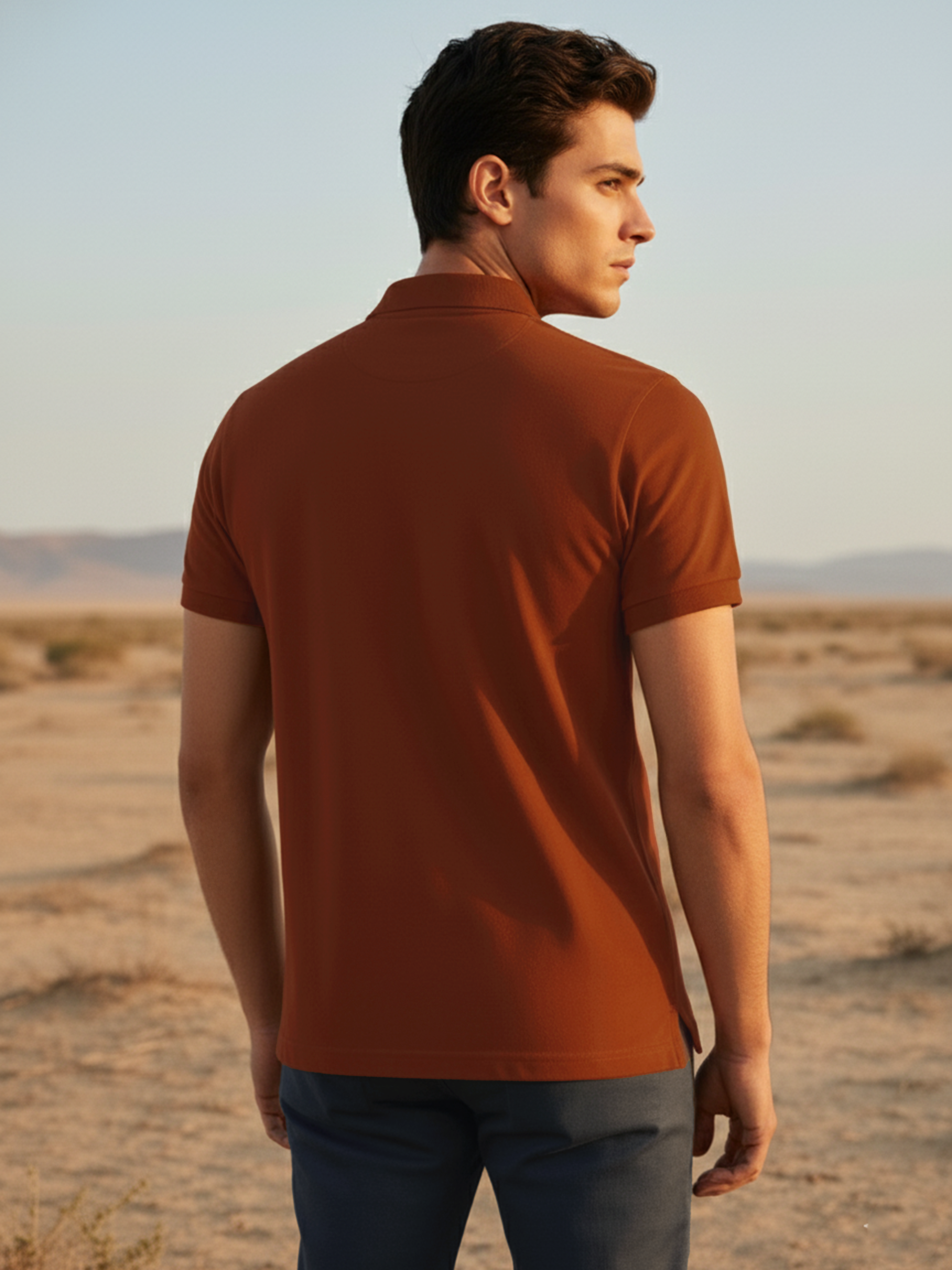 Rust Color Polo Men's T- Shirt With Pocket