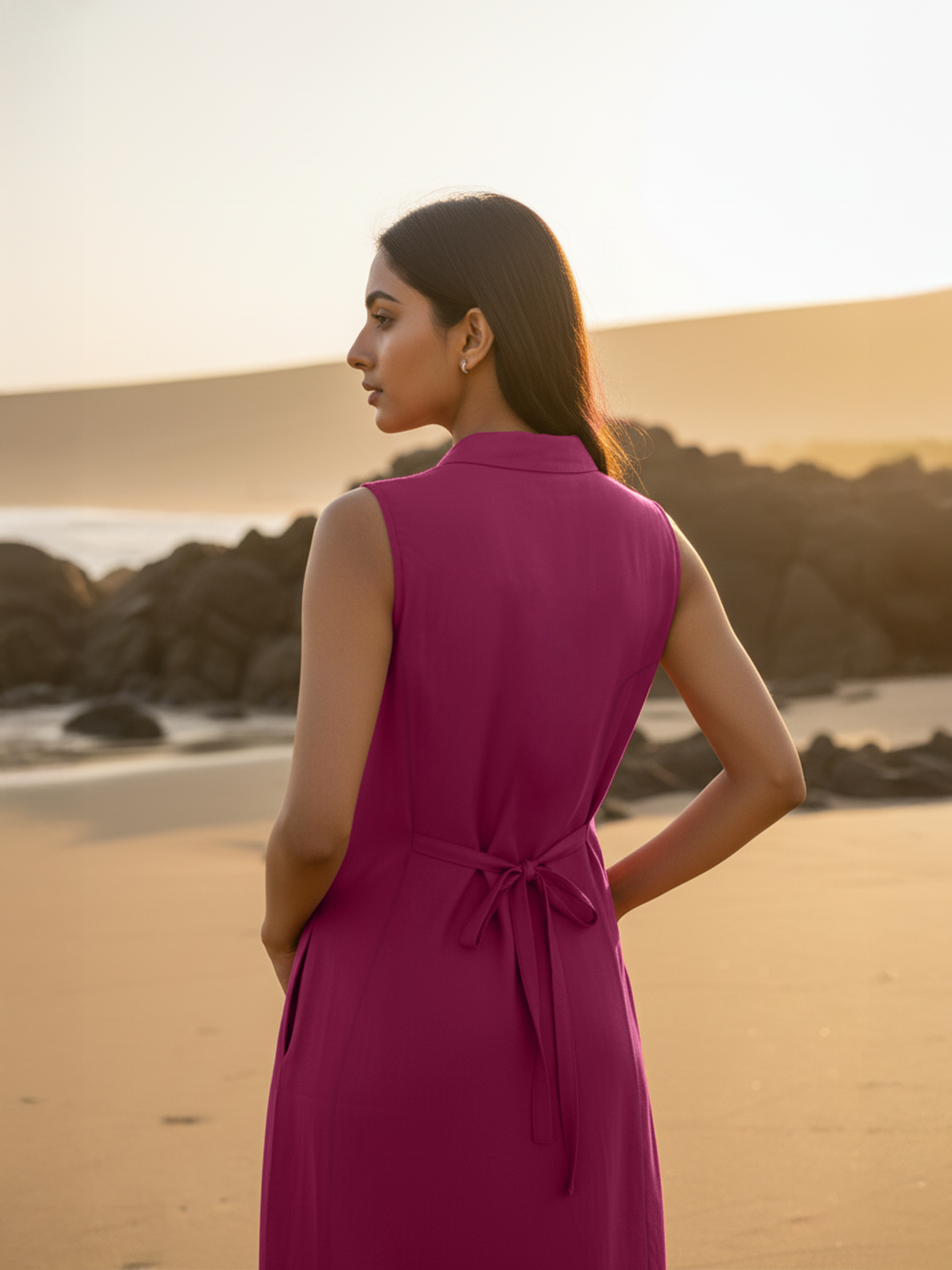 Women’s Gajri Flared Viscose Dress with Peter Pan Collar