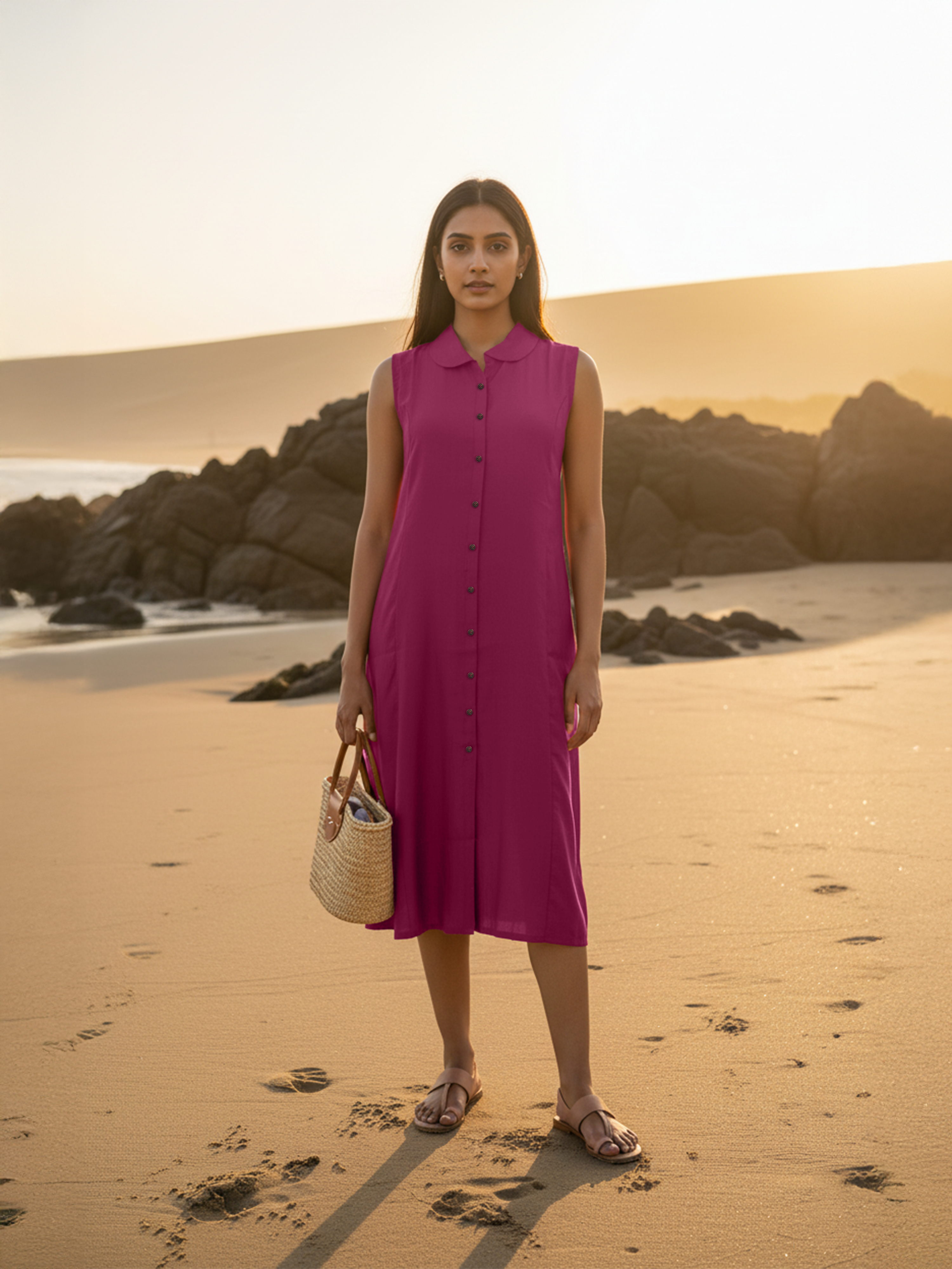 Women’s Gajri Flared Viscose Dress with Peter Pan Collar