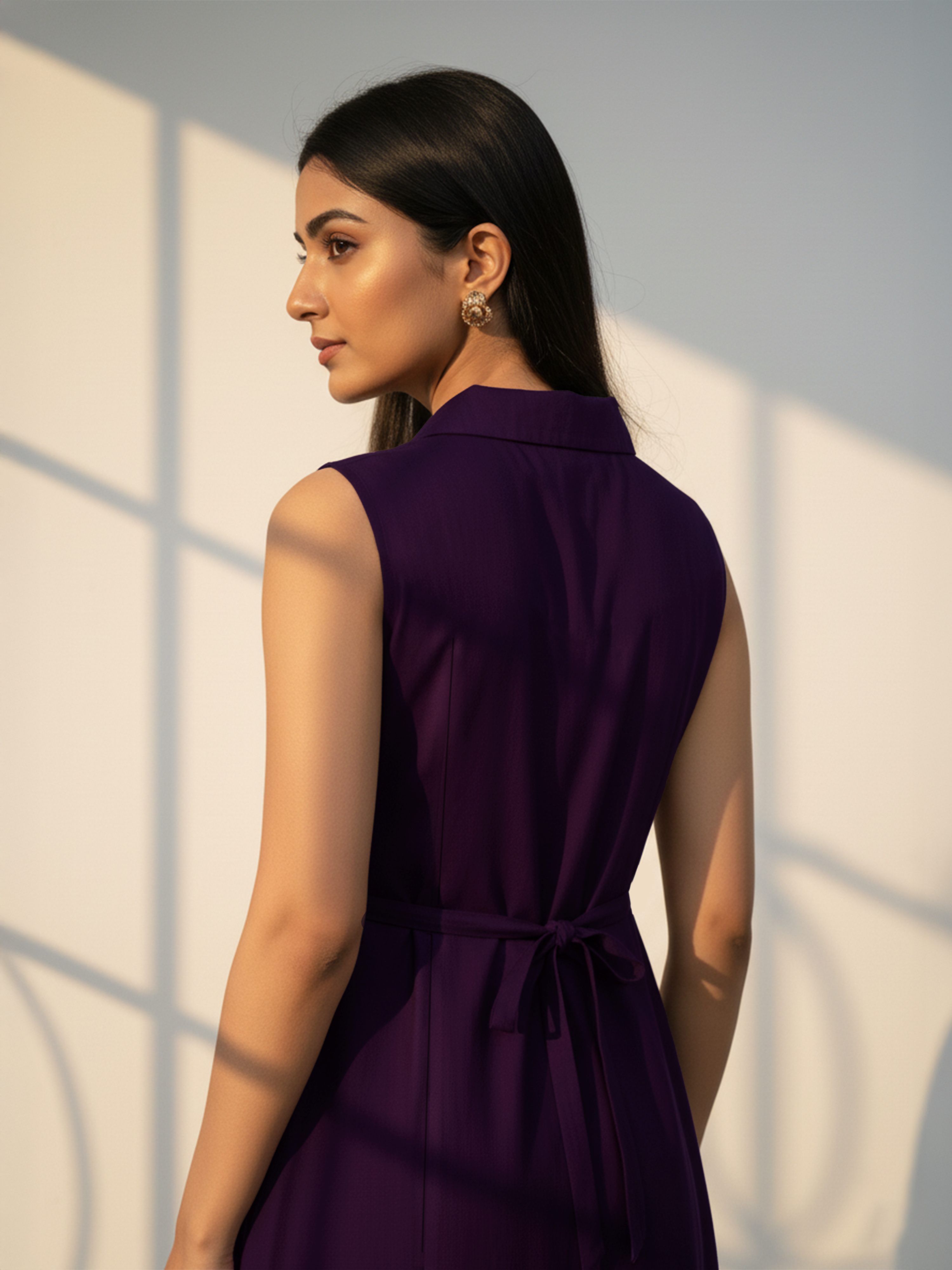 Graceful Wine Viscose Flared Dress for Women