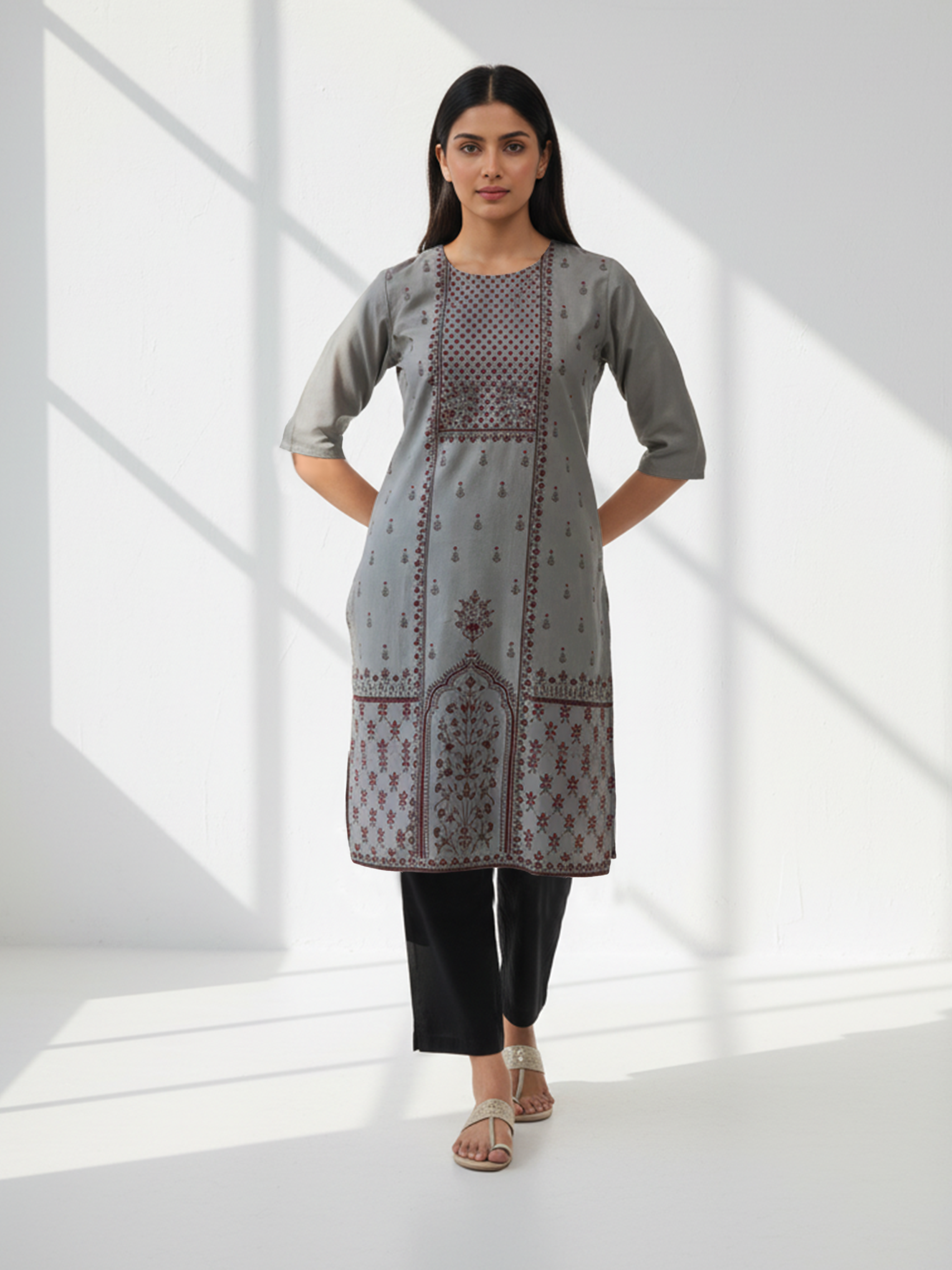 Mouse Color Printed Poly Cotton Kurti For Women