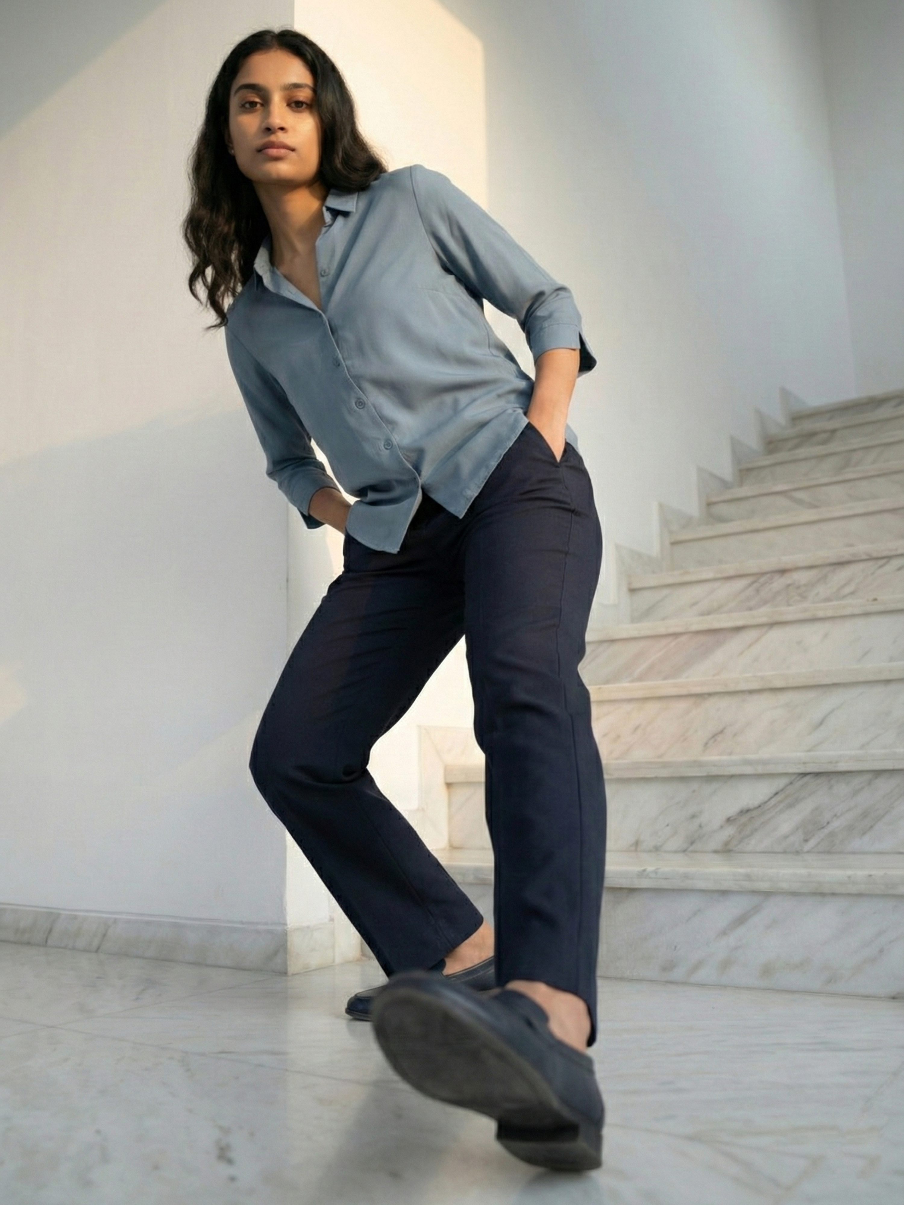 Navy Blue Womens Trousers