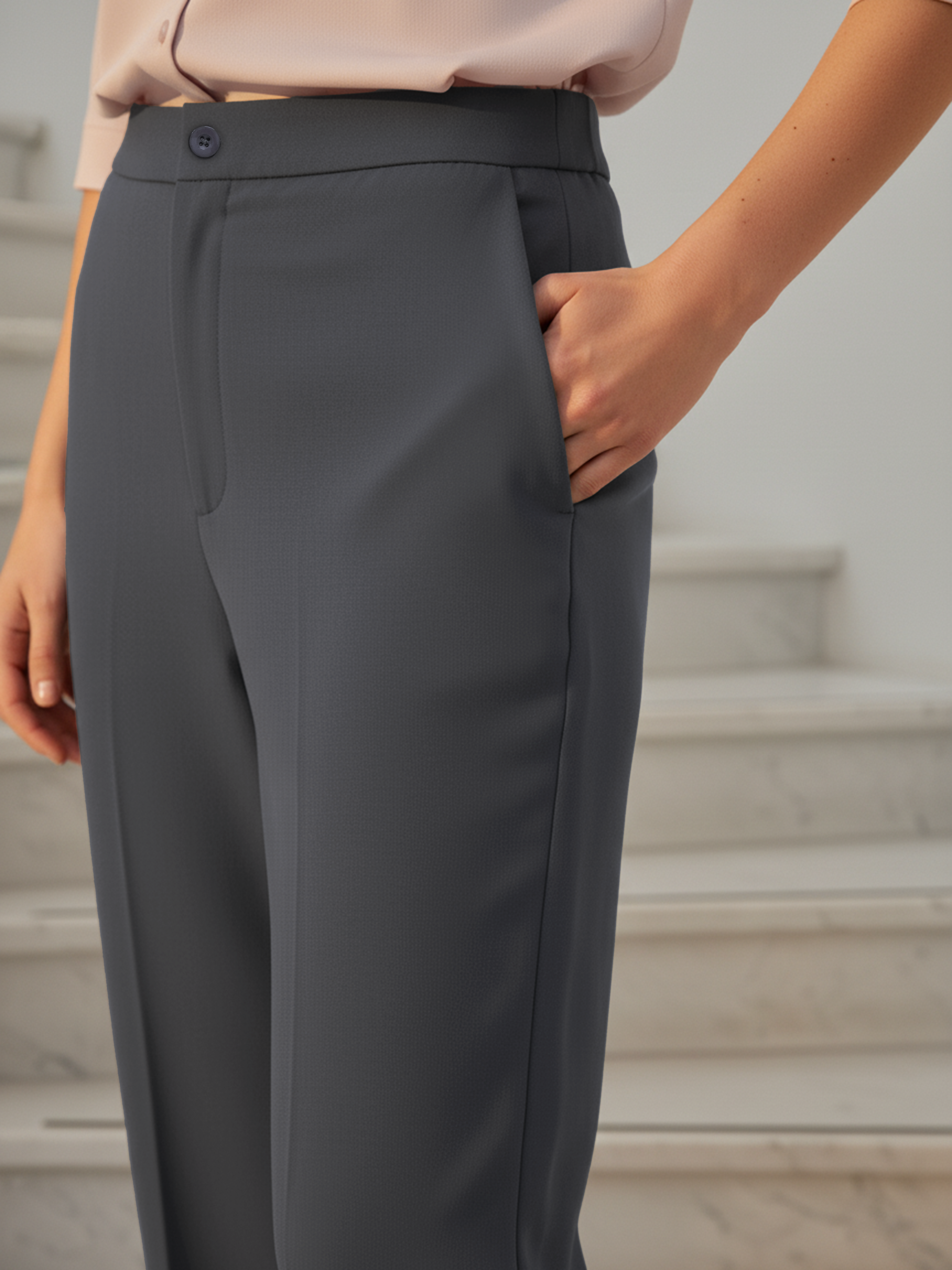 Grey Formal Trouser For Women