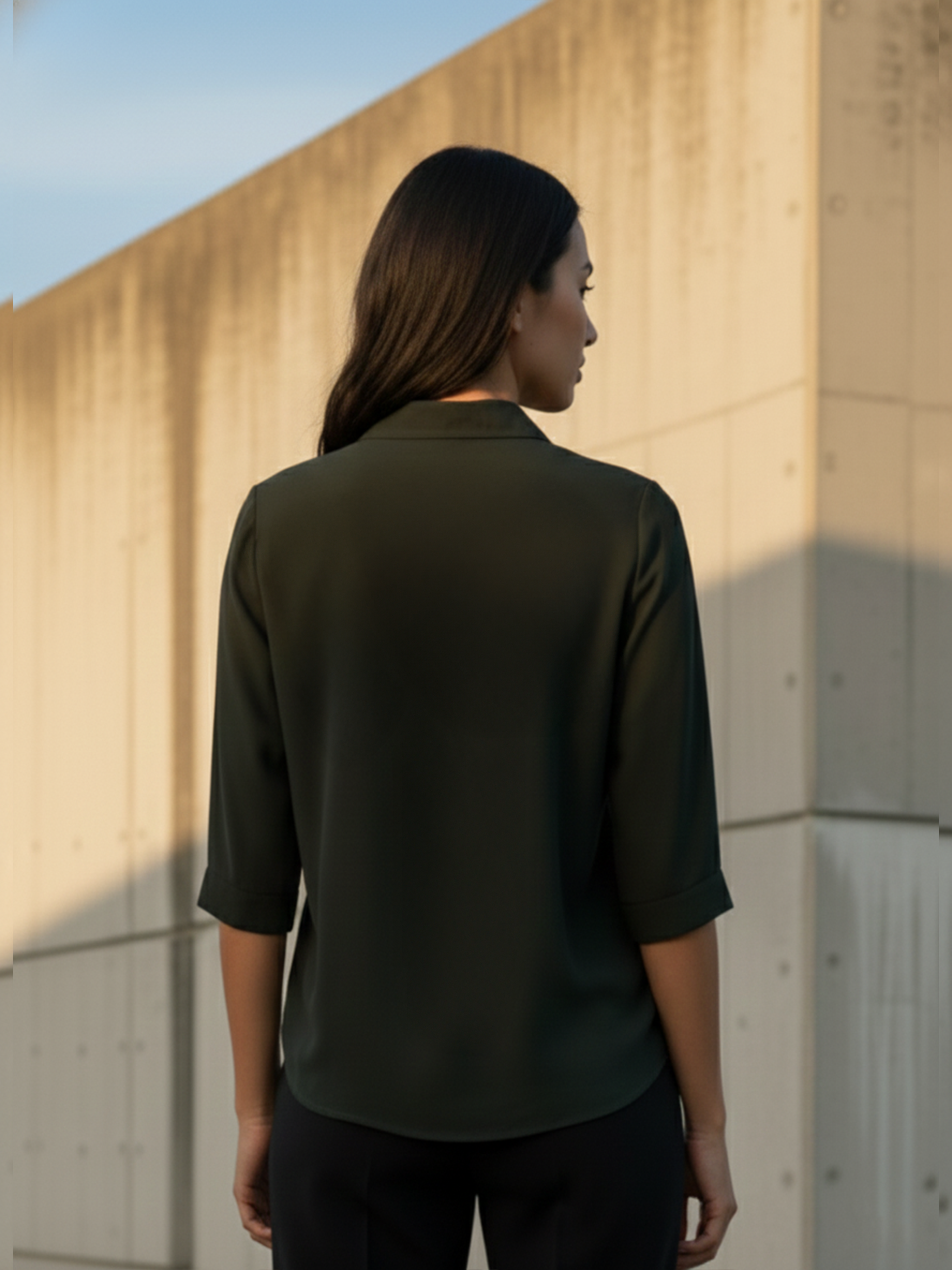 Mehendi Polyester Plain Formal Shirt For Women