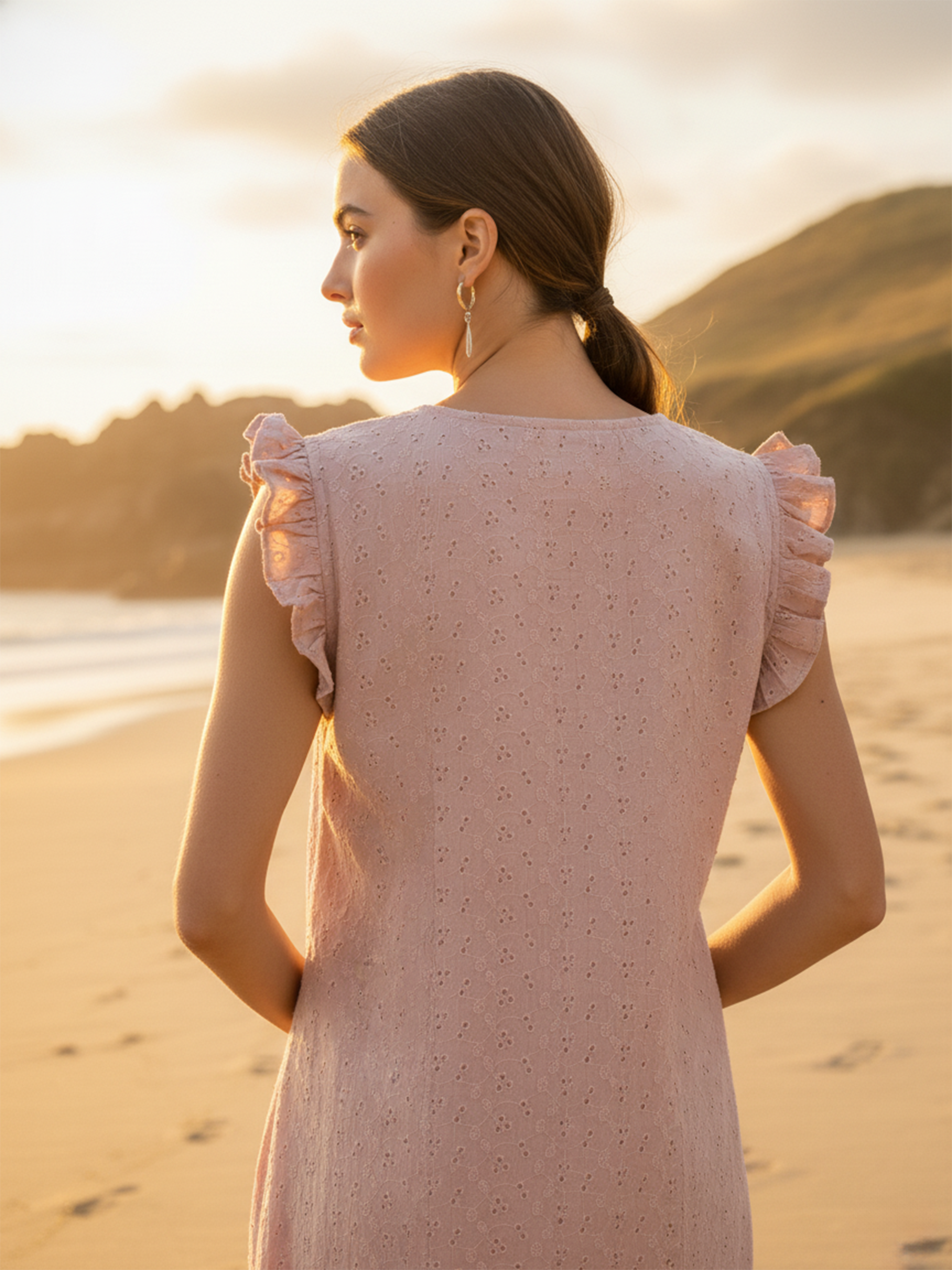 Light Peach Hakoba Plain Long Dress