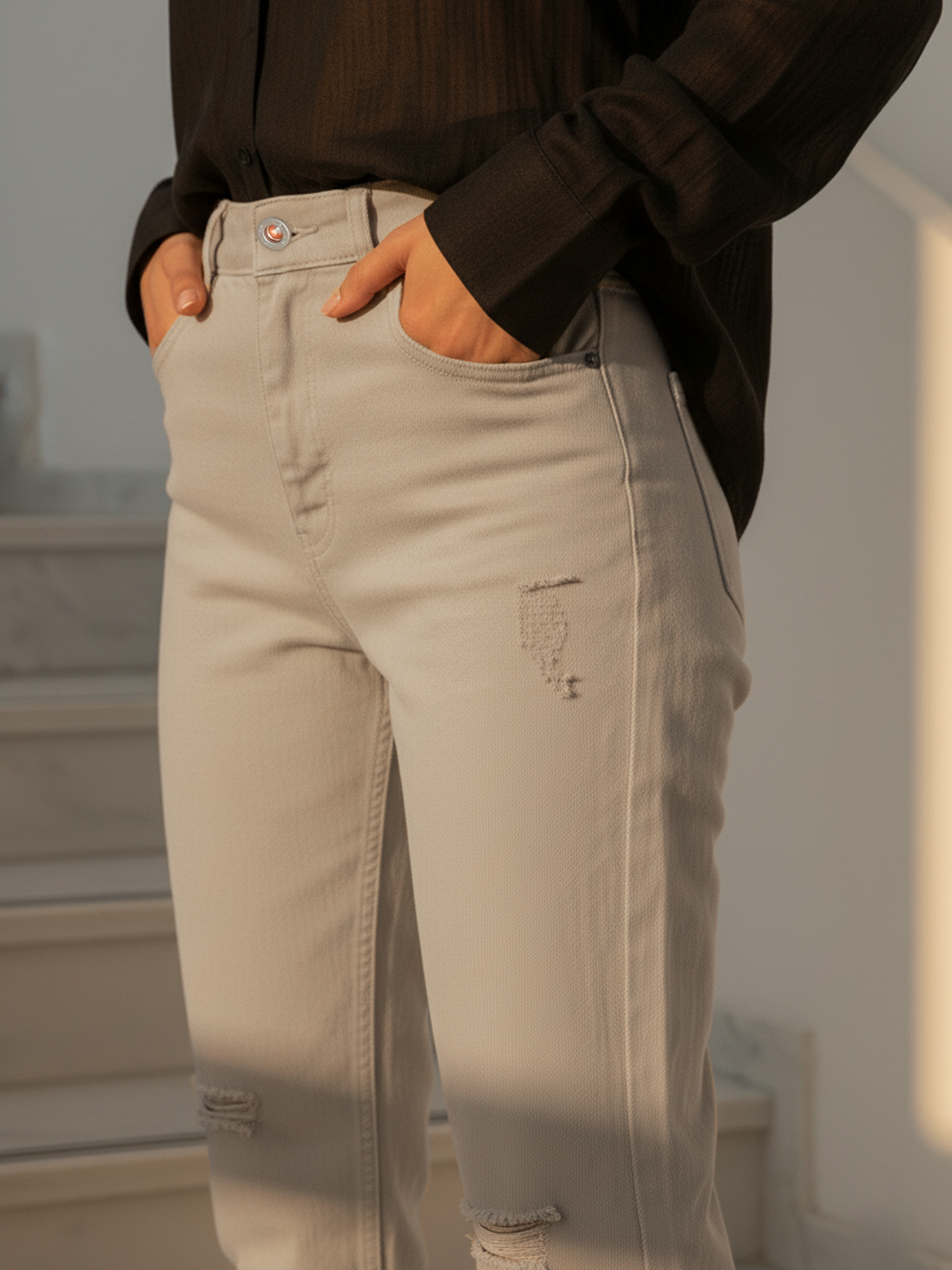 Skin Ripped Moms fit jeans For Women