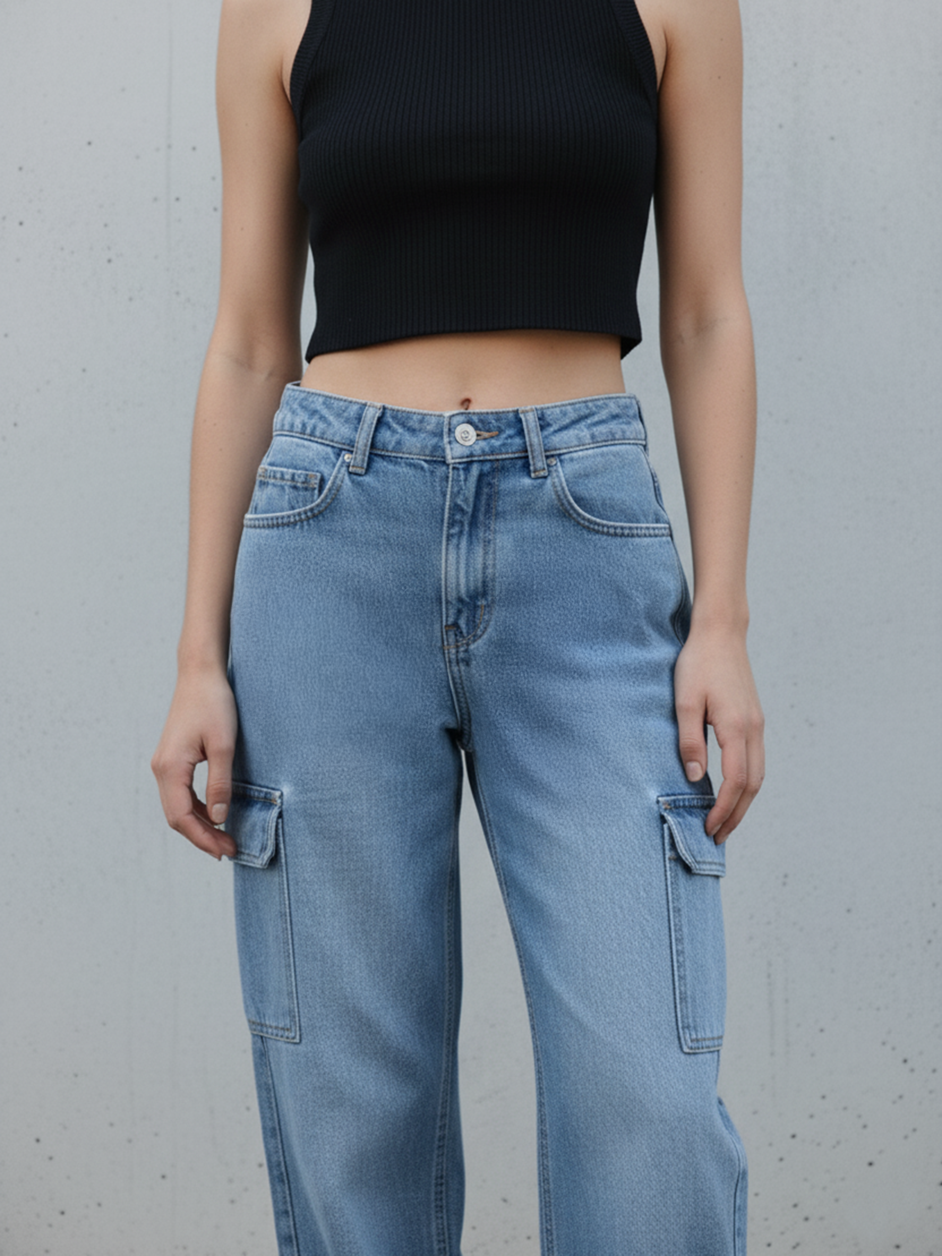 Ice Blue 6 Pocket Cargo For Women