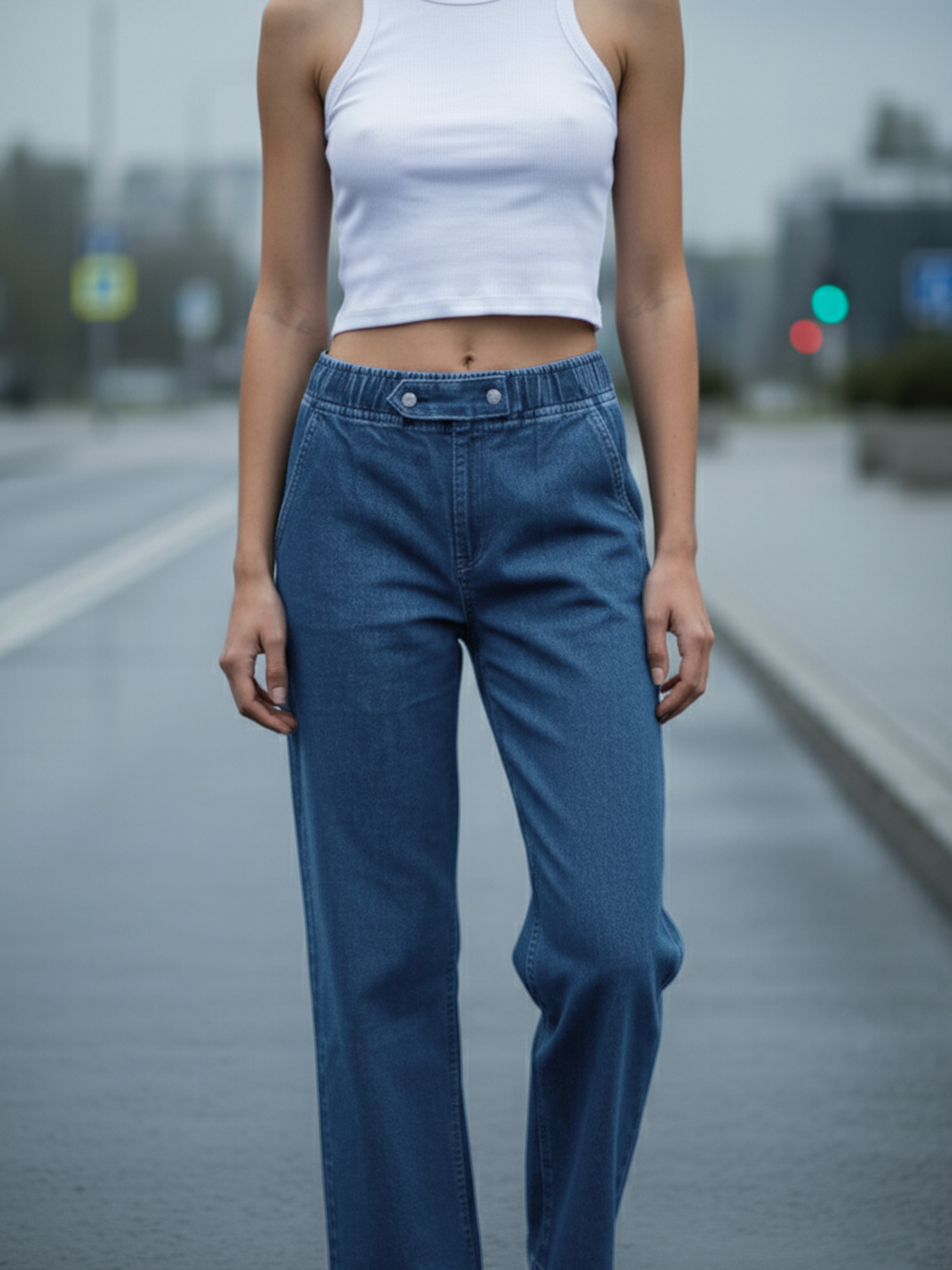 Stone Blue Plain Jeans For Women