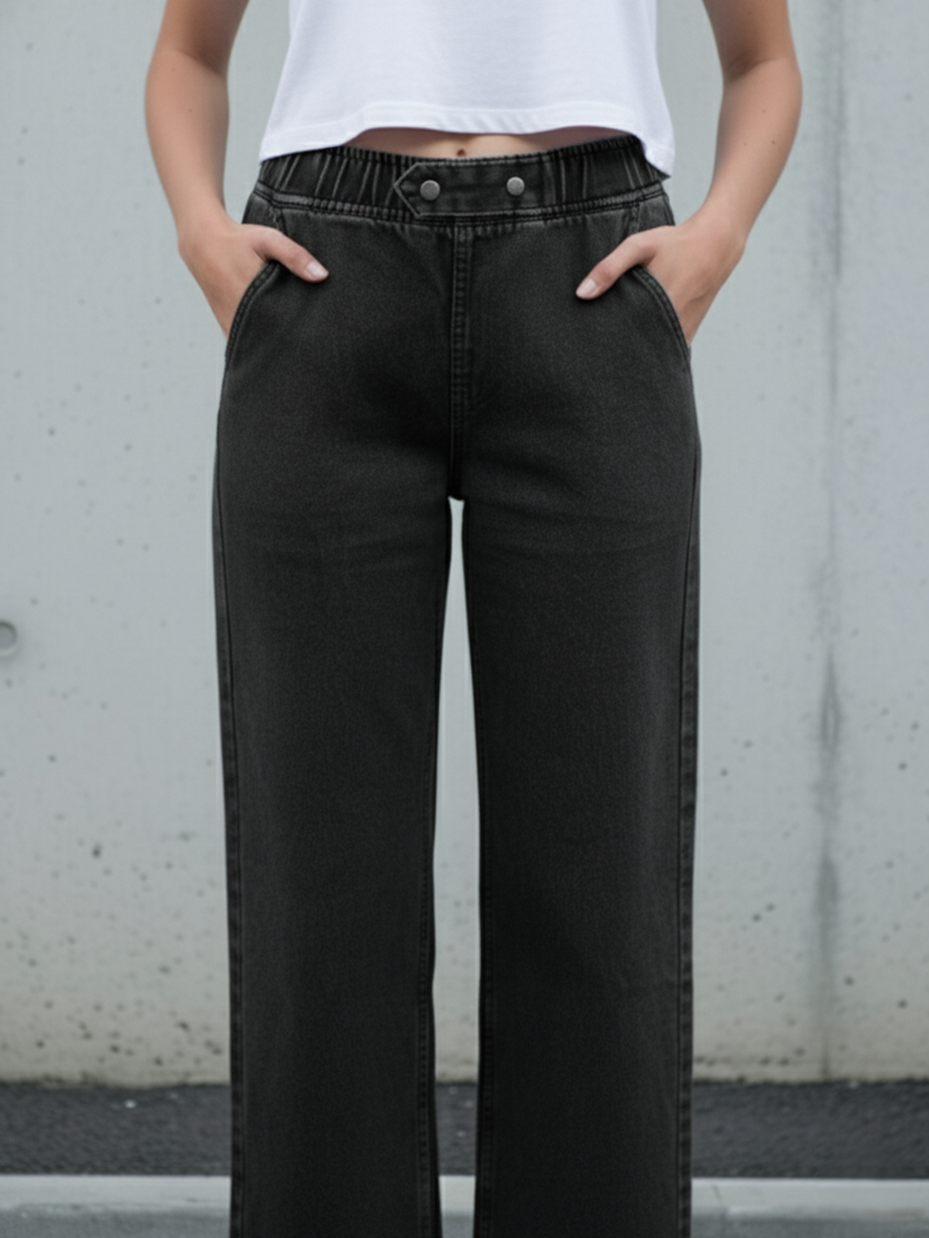 Carbon Black Plain Jeans For Women