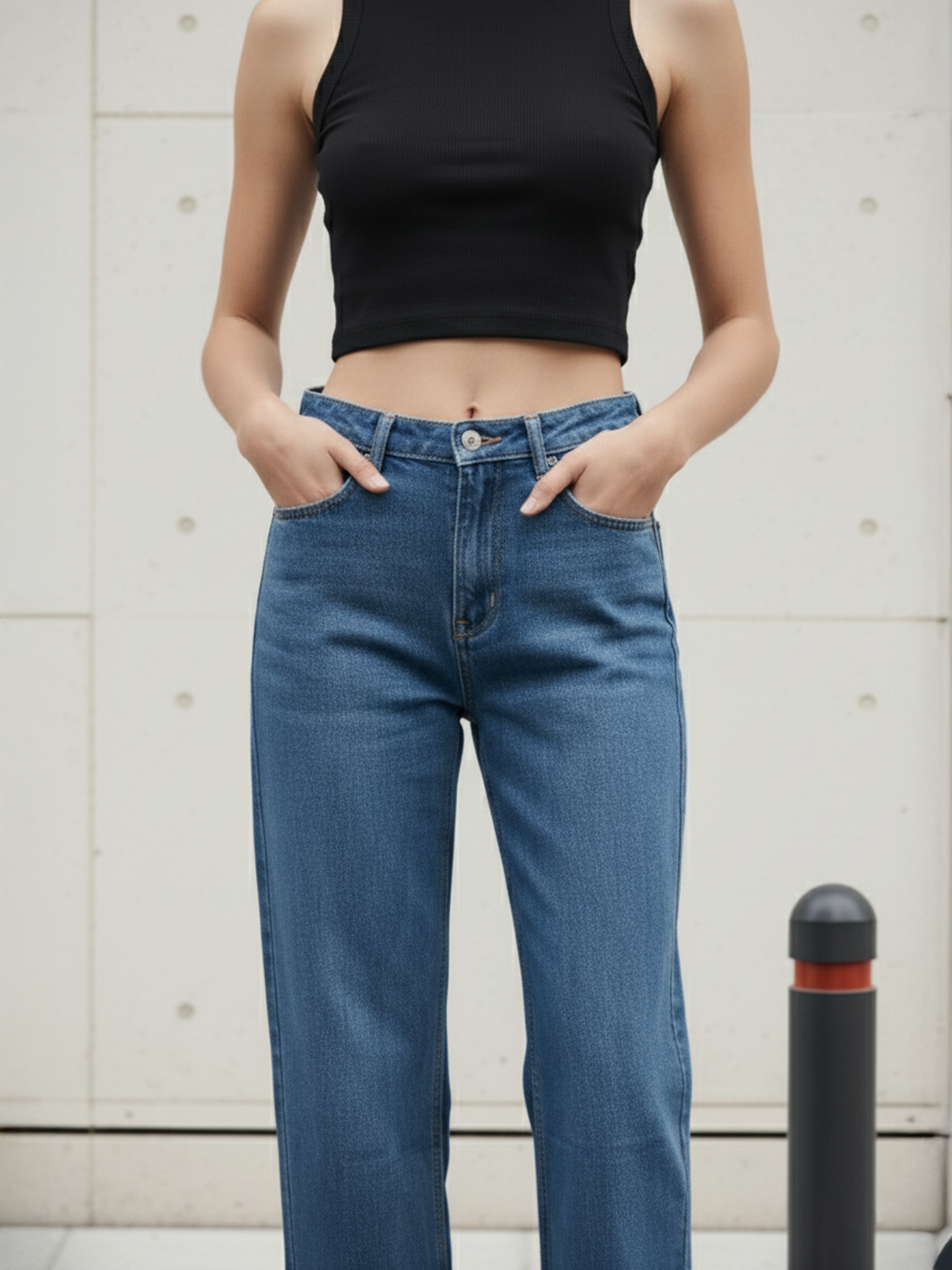 Stone Blue  Whiskering Jeans For Women