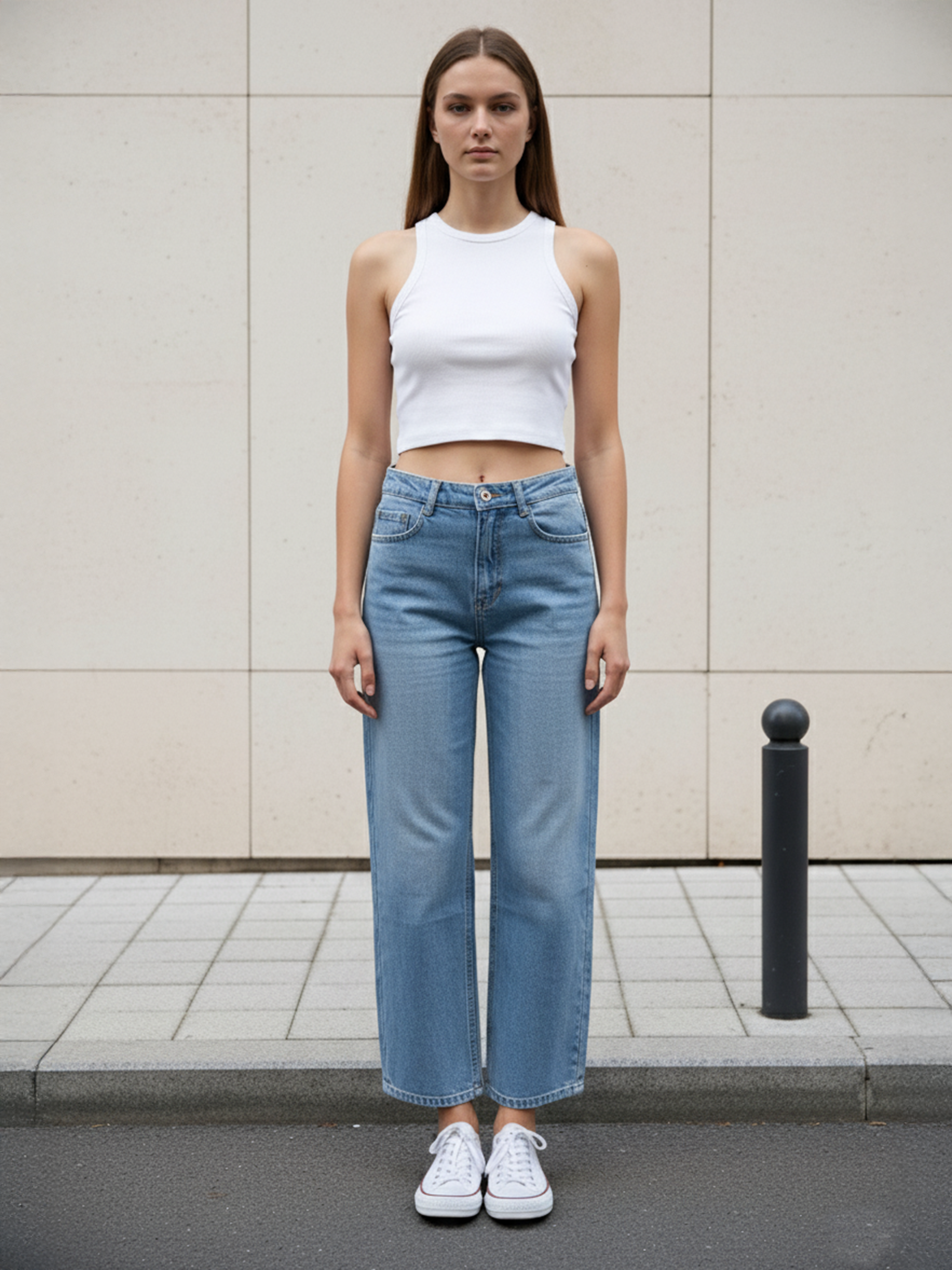 Ice Blue  Whiskering Jeans For Women