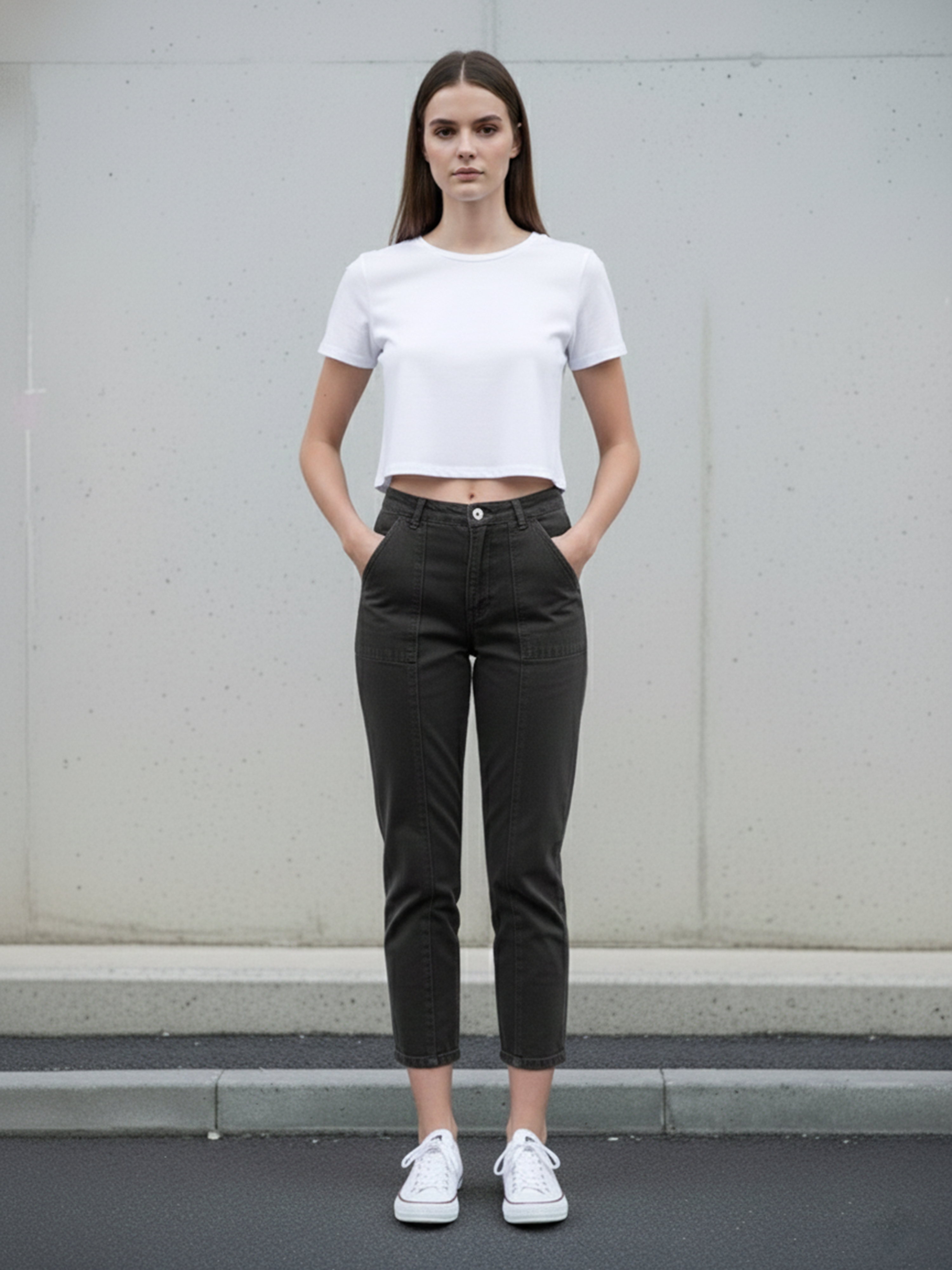 Green Plain Overdyed Denim For Women