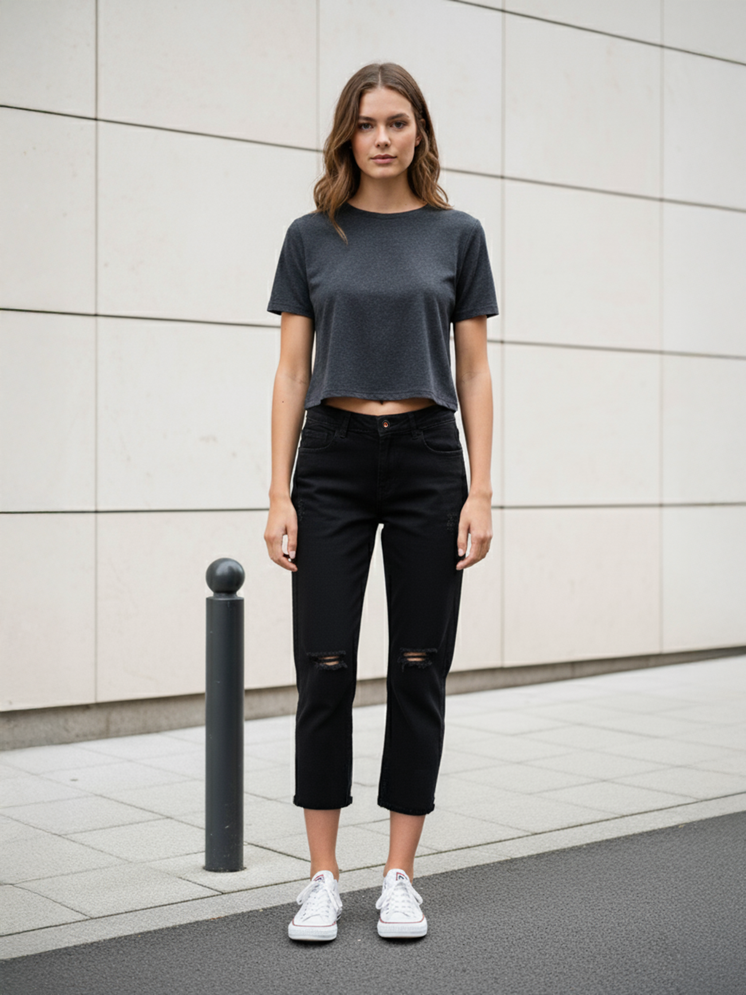 Black Ripped Moms fit jeans For Women