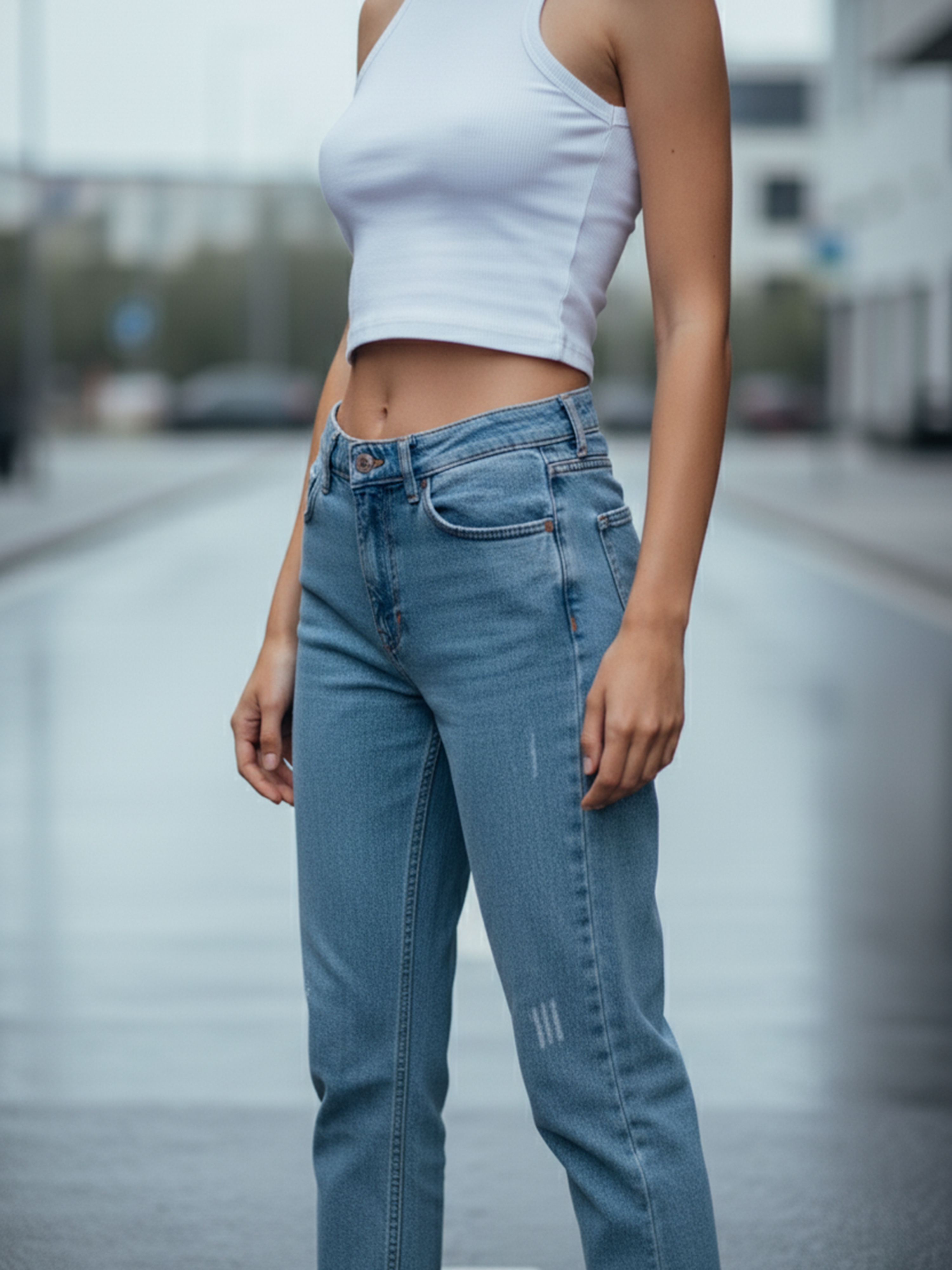 Ice Blue Ripped Mom fit Women's Wear Jeans