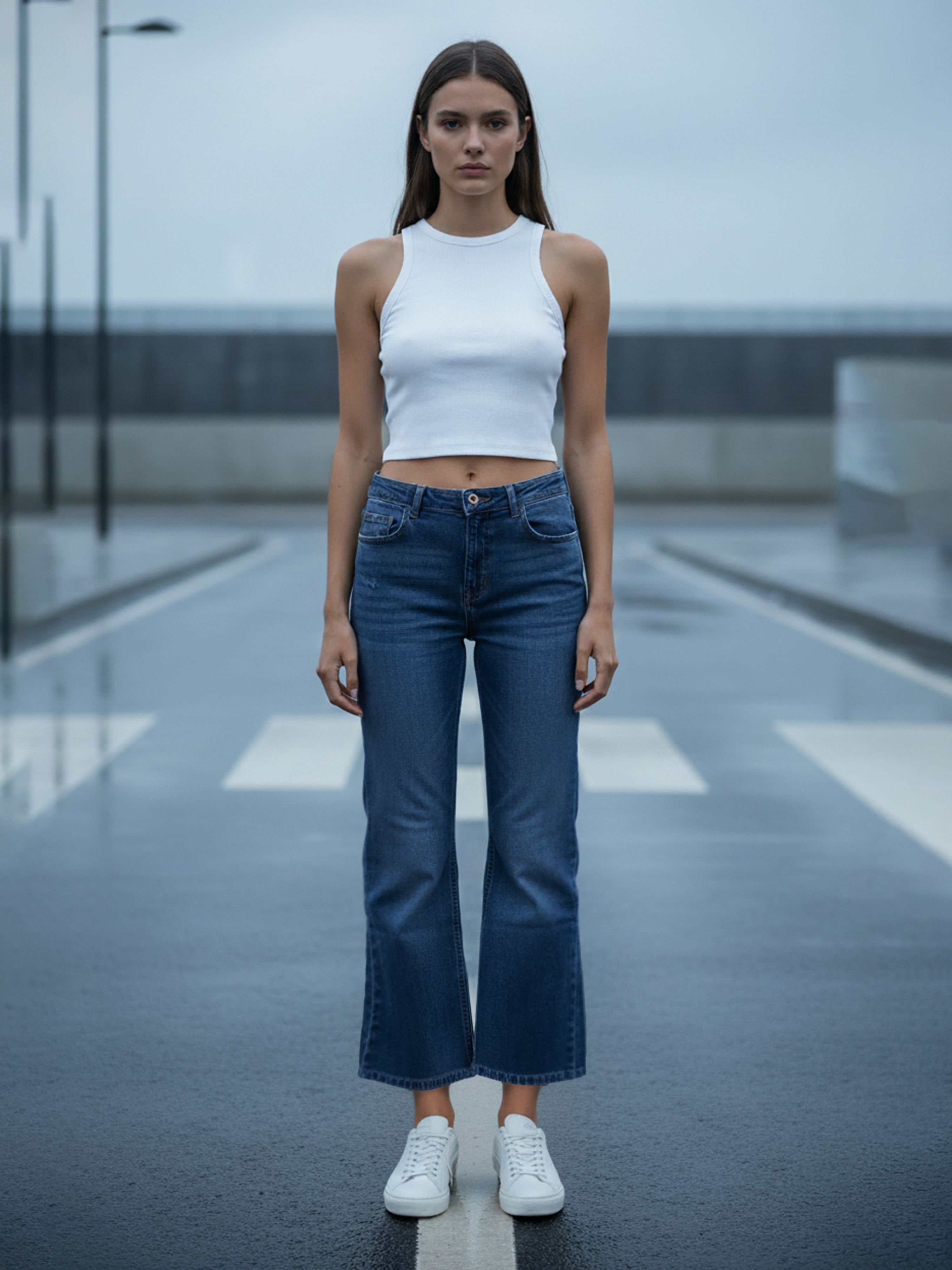 Stone Plain Boot Cut Jeans For Women